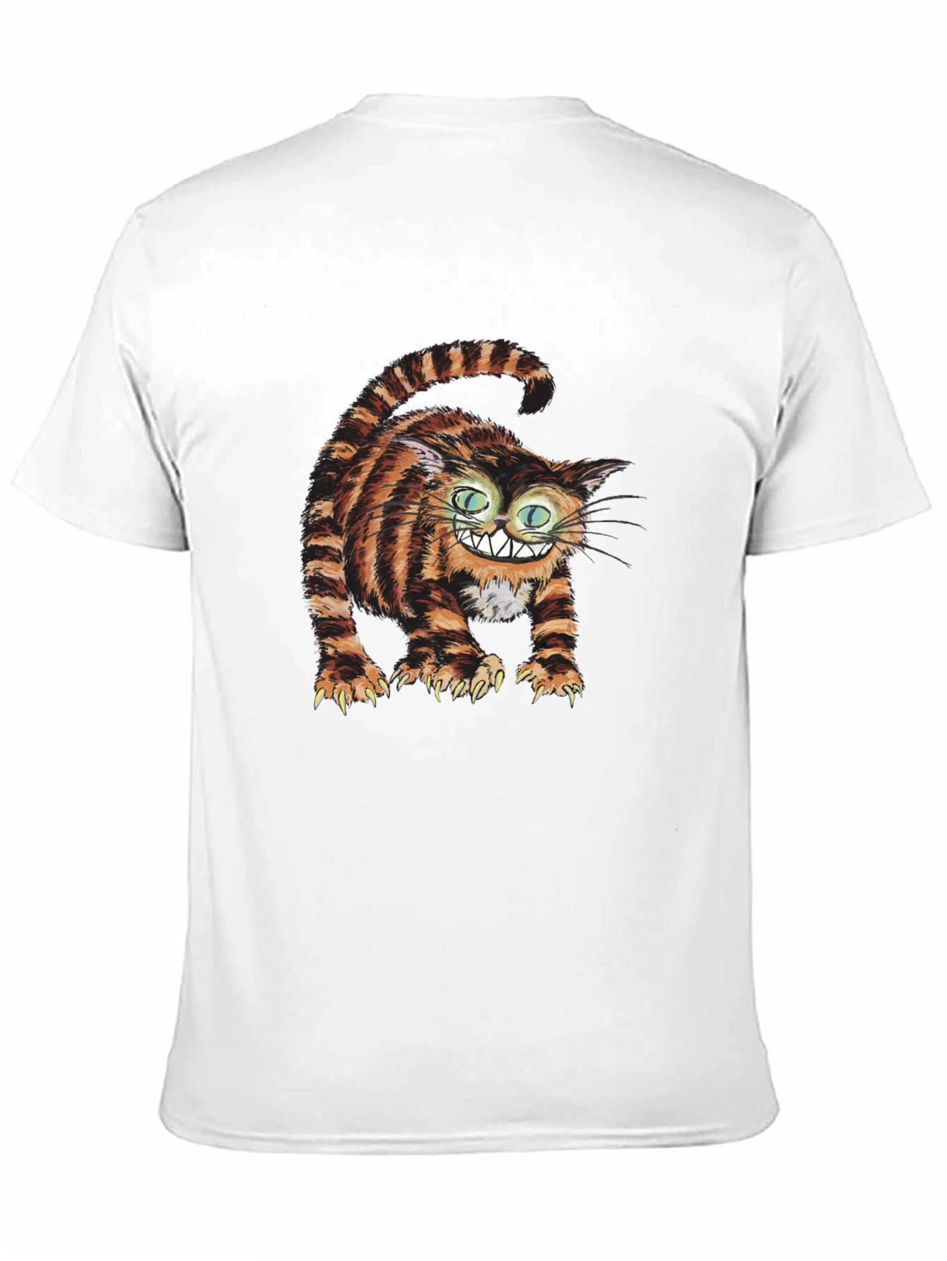 Grinning Cheshire Cat Graphic Tee - Black Cotton T-Shirt