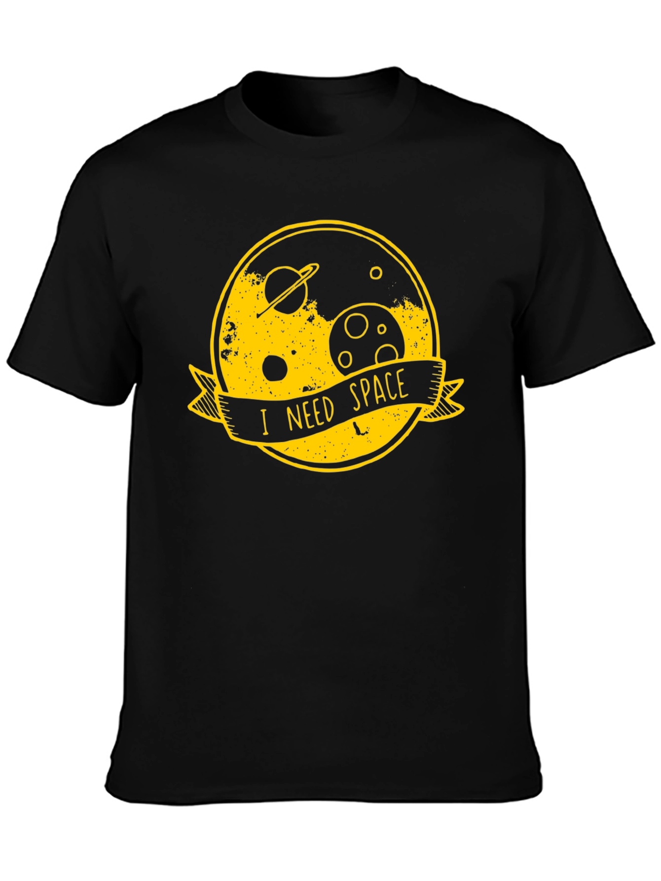 I Need Space Graphic Tee - Black Cotton T-Shirt