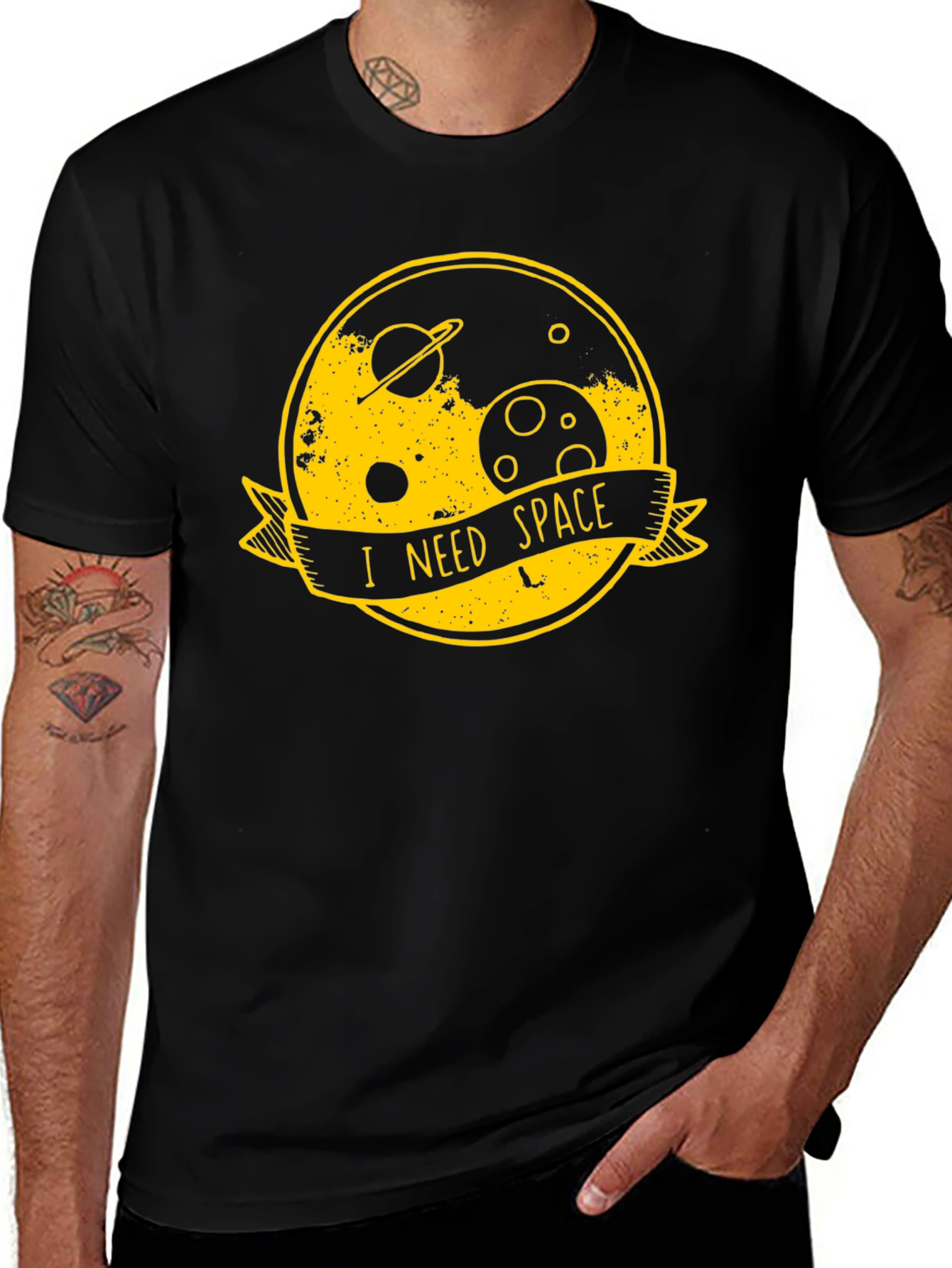 I Need Space Graphic Tee - Black Cotton T-Shirt