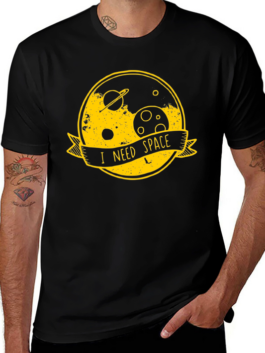 I Need Space Graphic Tee - Black Cotton T-Shirt