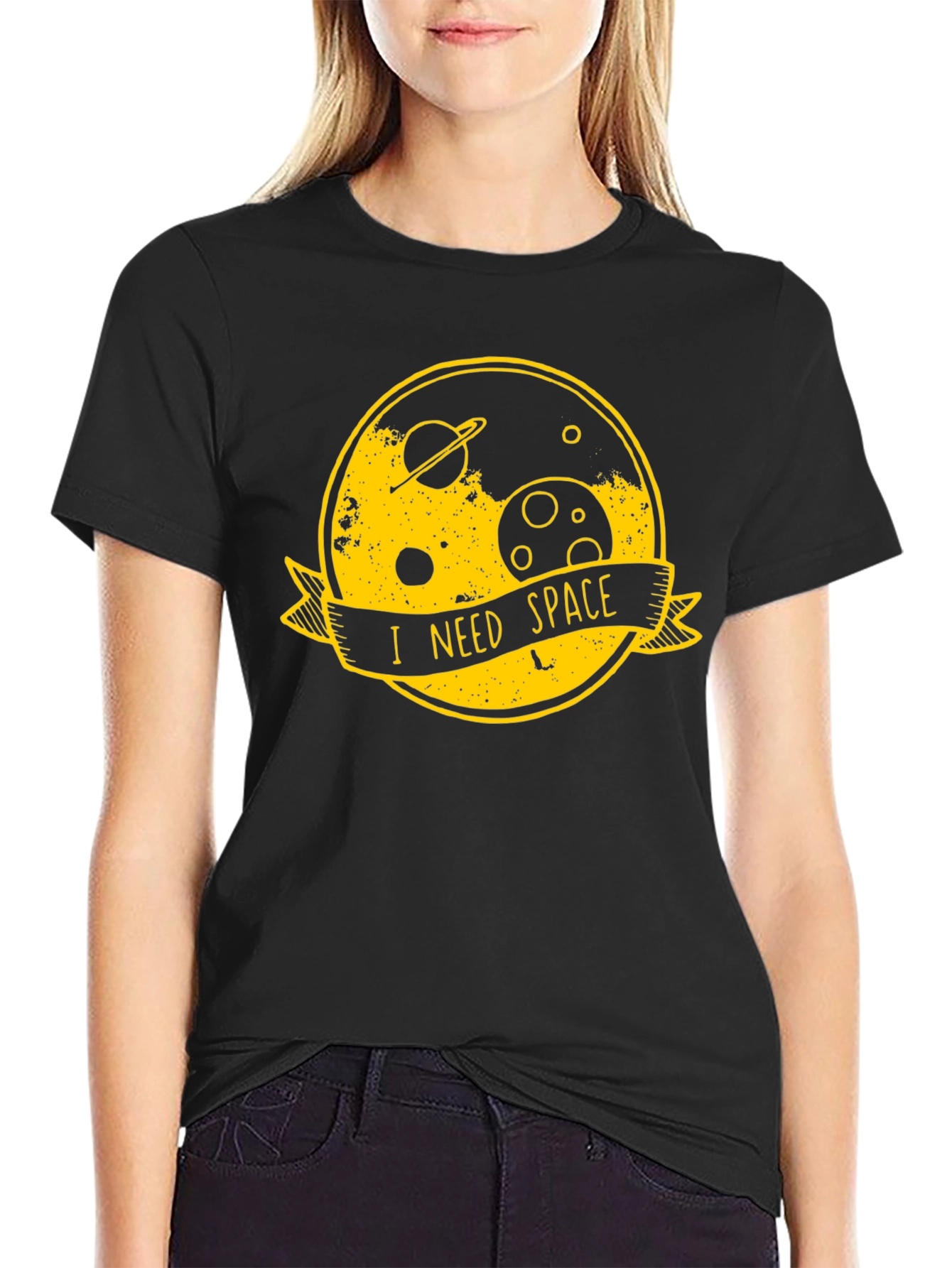 I Need Space Graphic Tee - Black Cotton T-Shirt