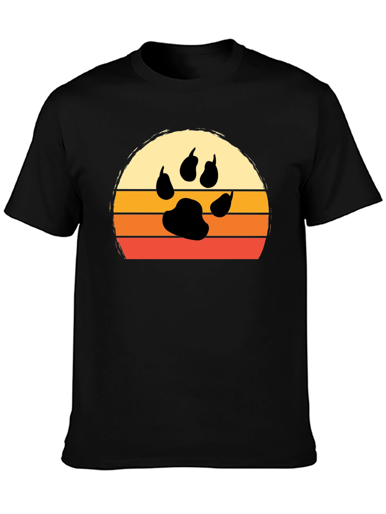 Retro Sunset Paw Print T-Shirt