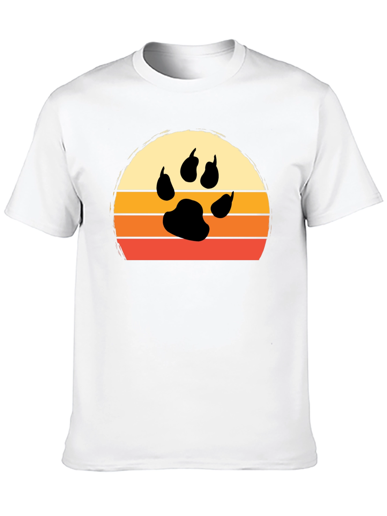 Retro Sunset Paw Print T-Shirt