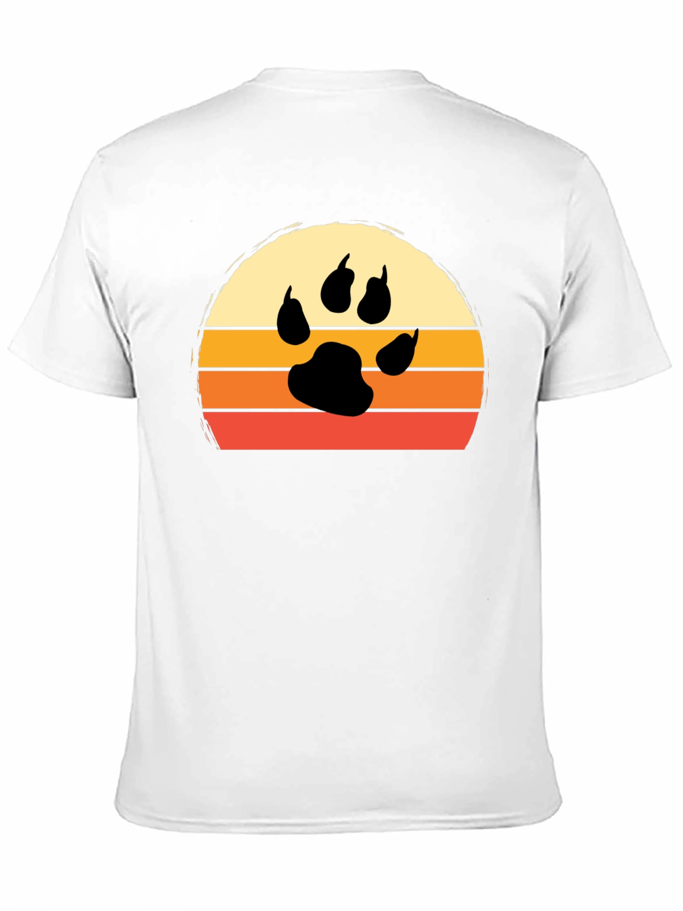 Retro Sunset Paw Print T-Shirt
