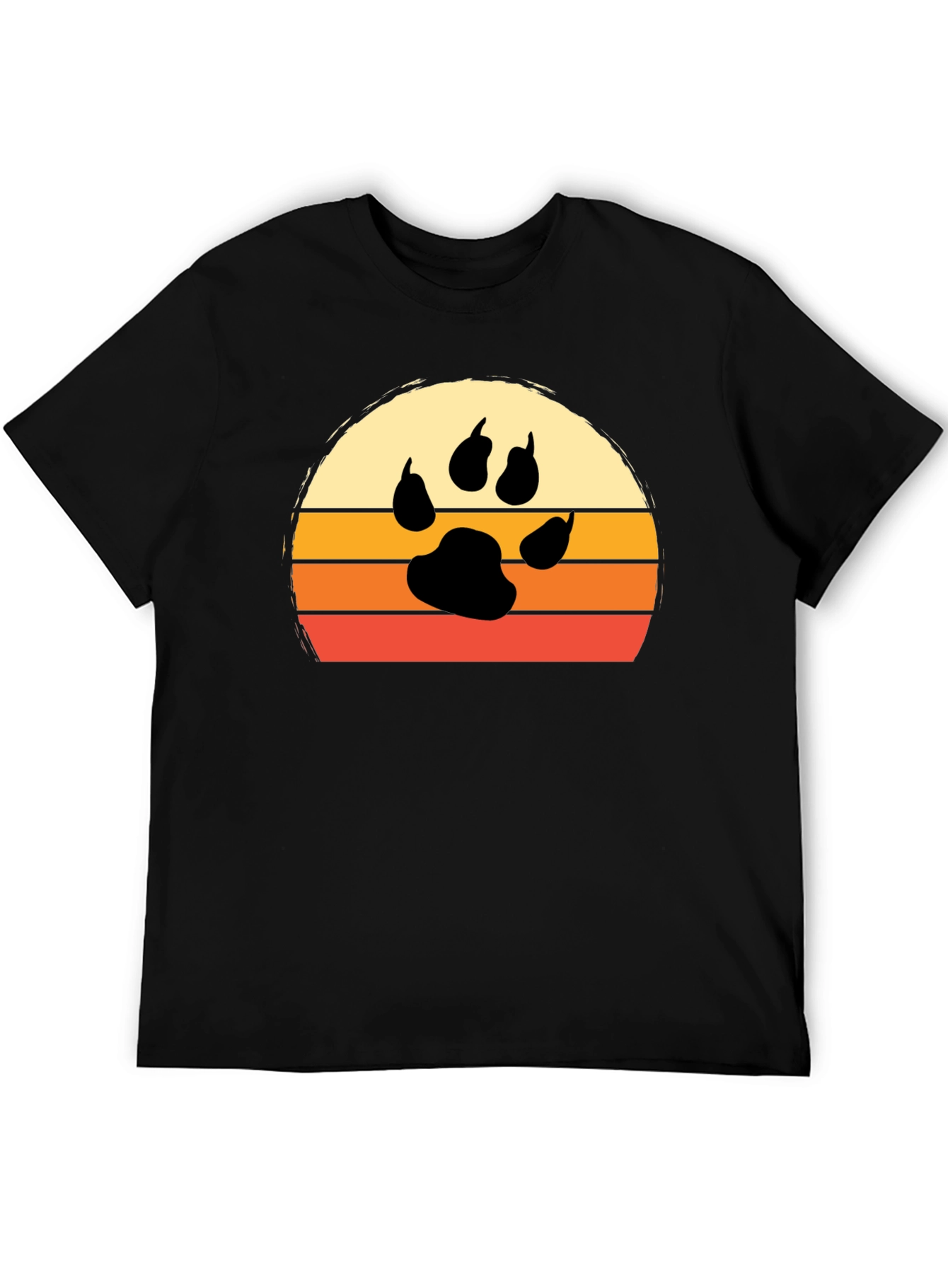 Retro Sunset Paw Print T-Shirt
