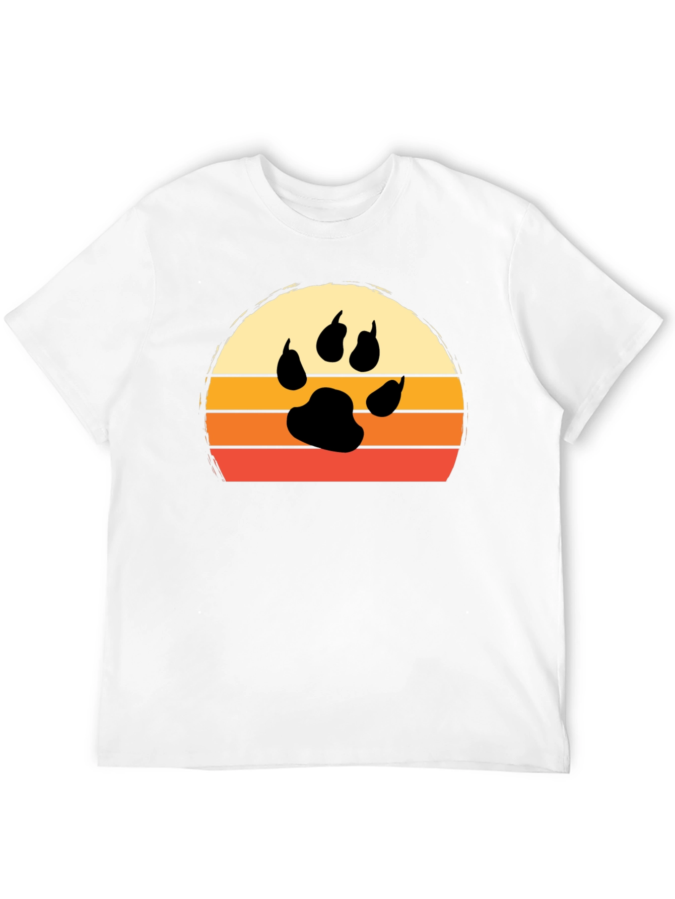 Retro Sunset Paw Print T-Shirt