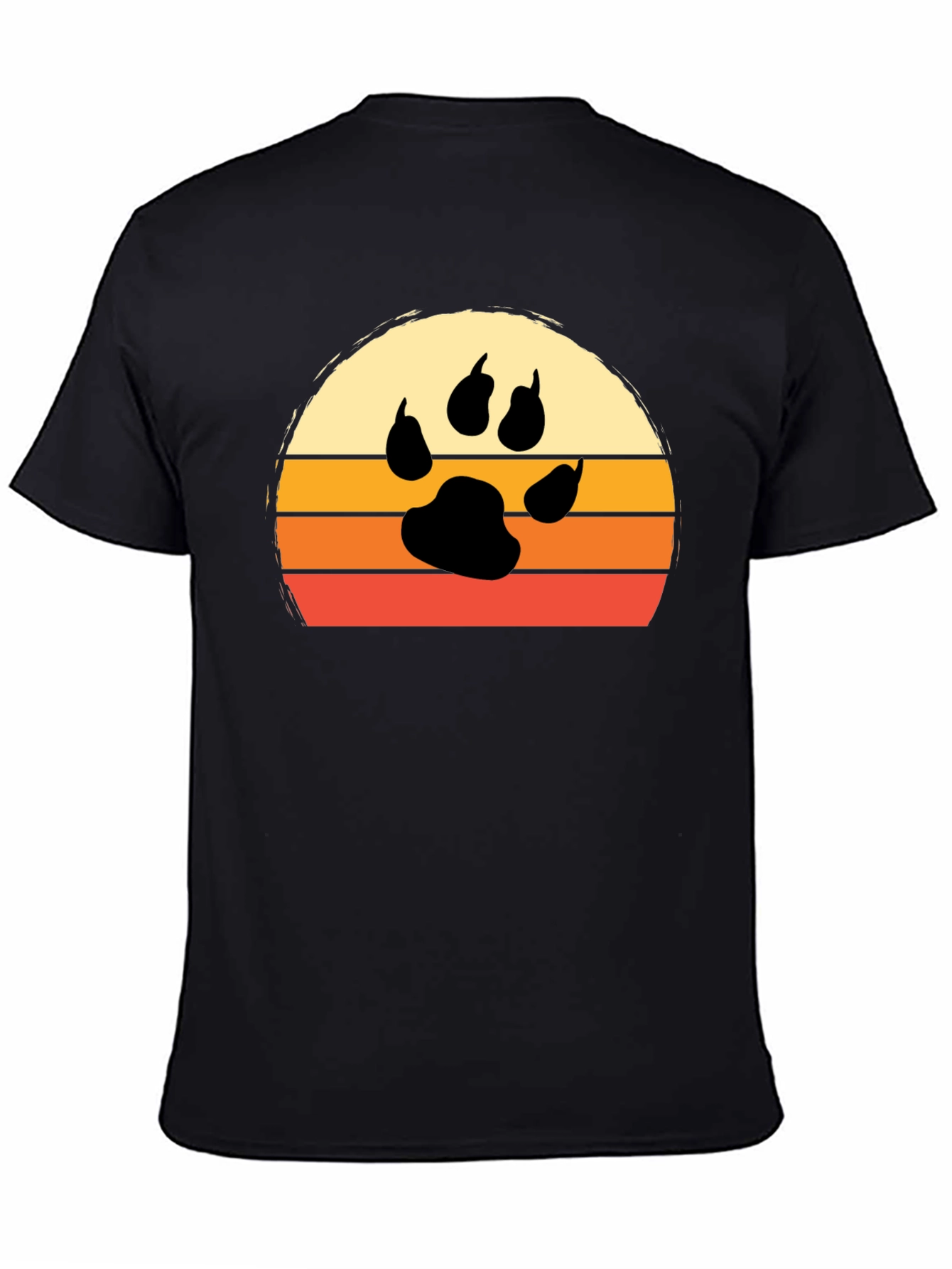 Retro Sunset Paw Print T-Shirt