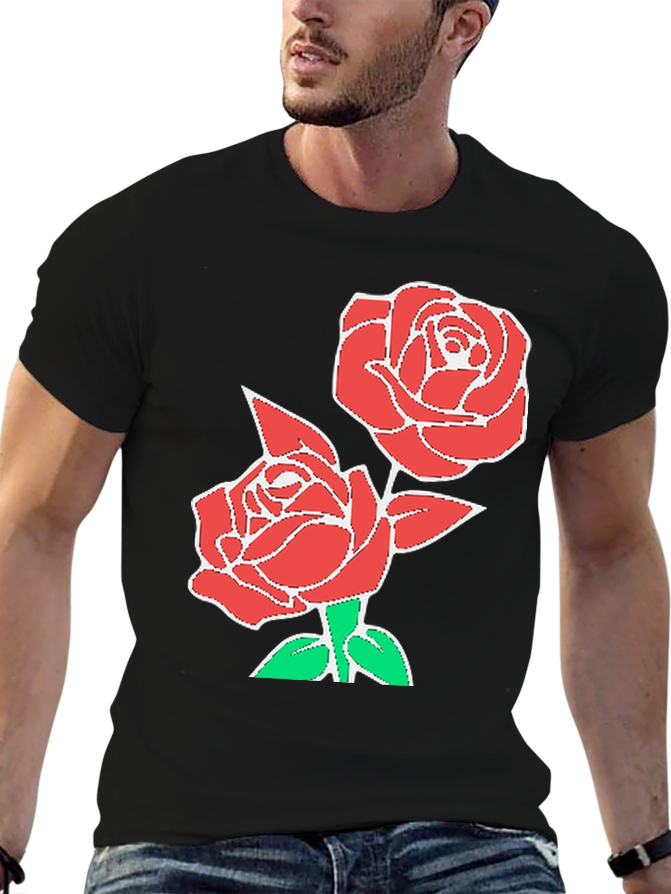 Black Rose Graphic T-Shirt - Stylish Floral Design