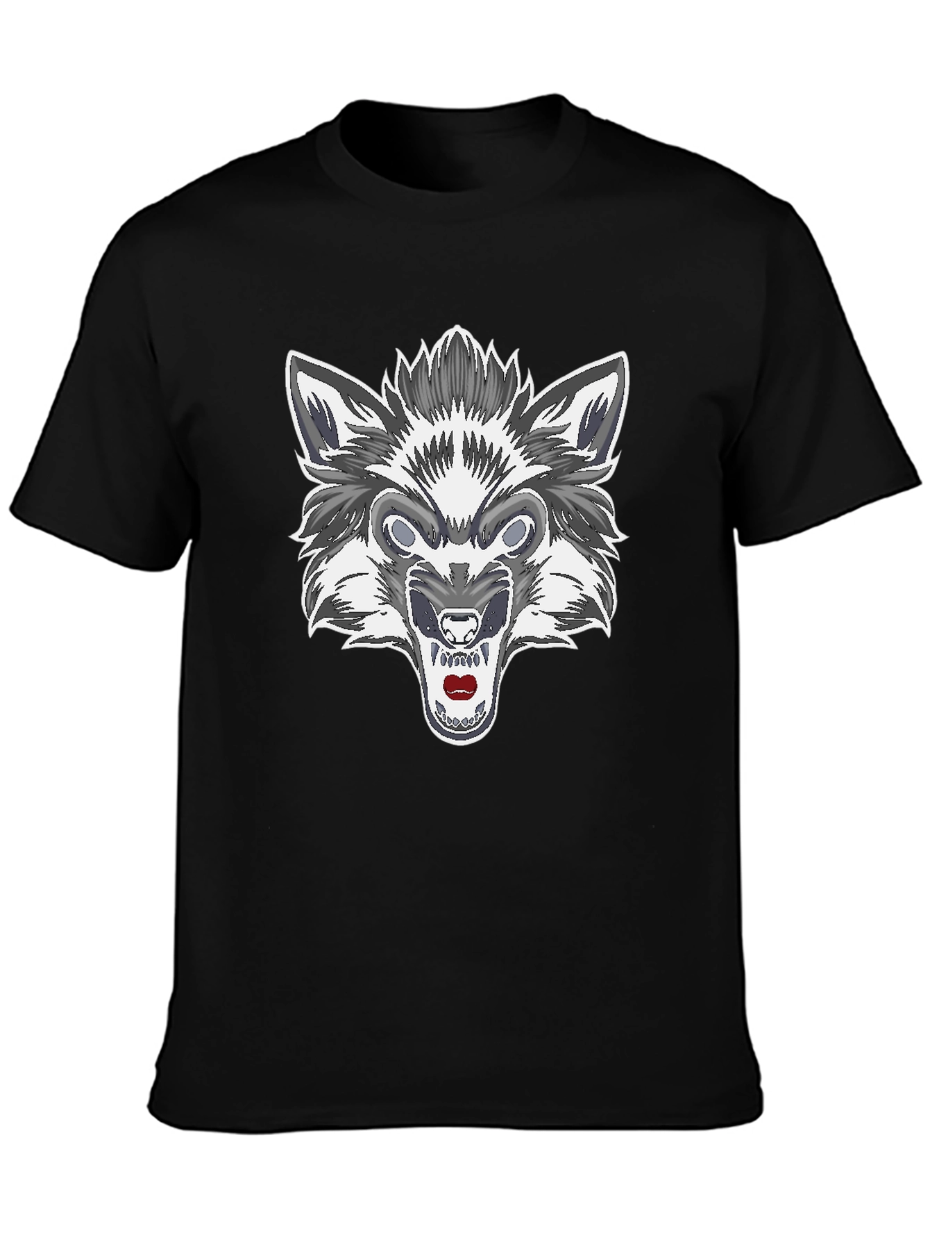 Mens Black Wolf Graphic Tee