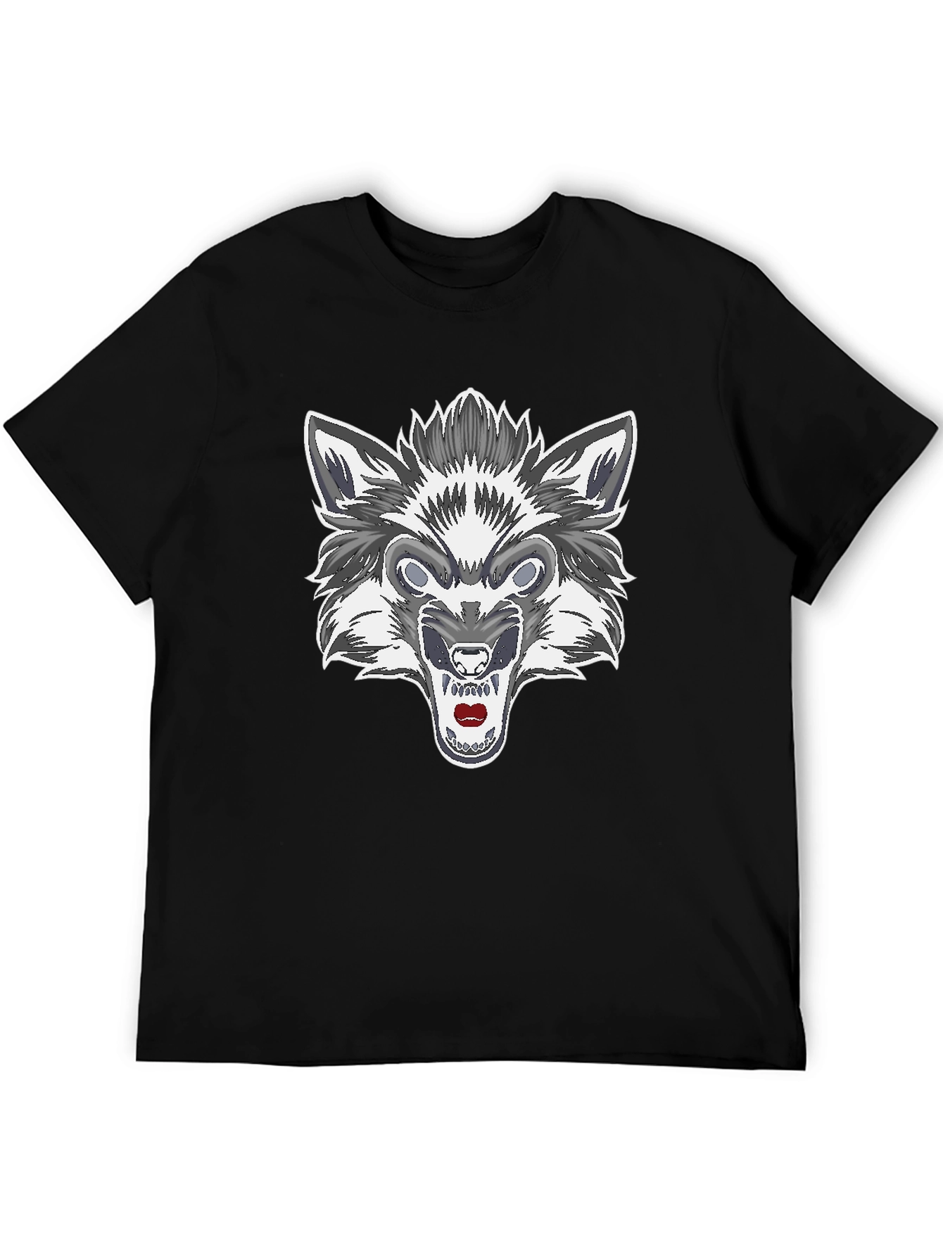 Mens Black Wolf Graphic Tee
