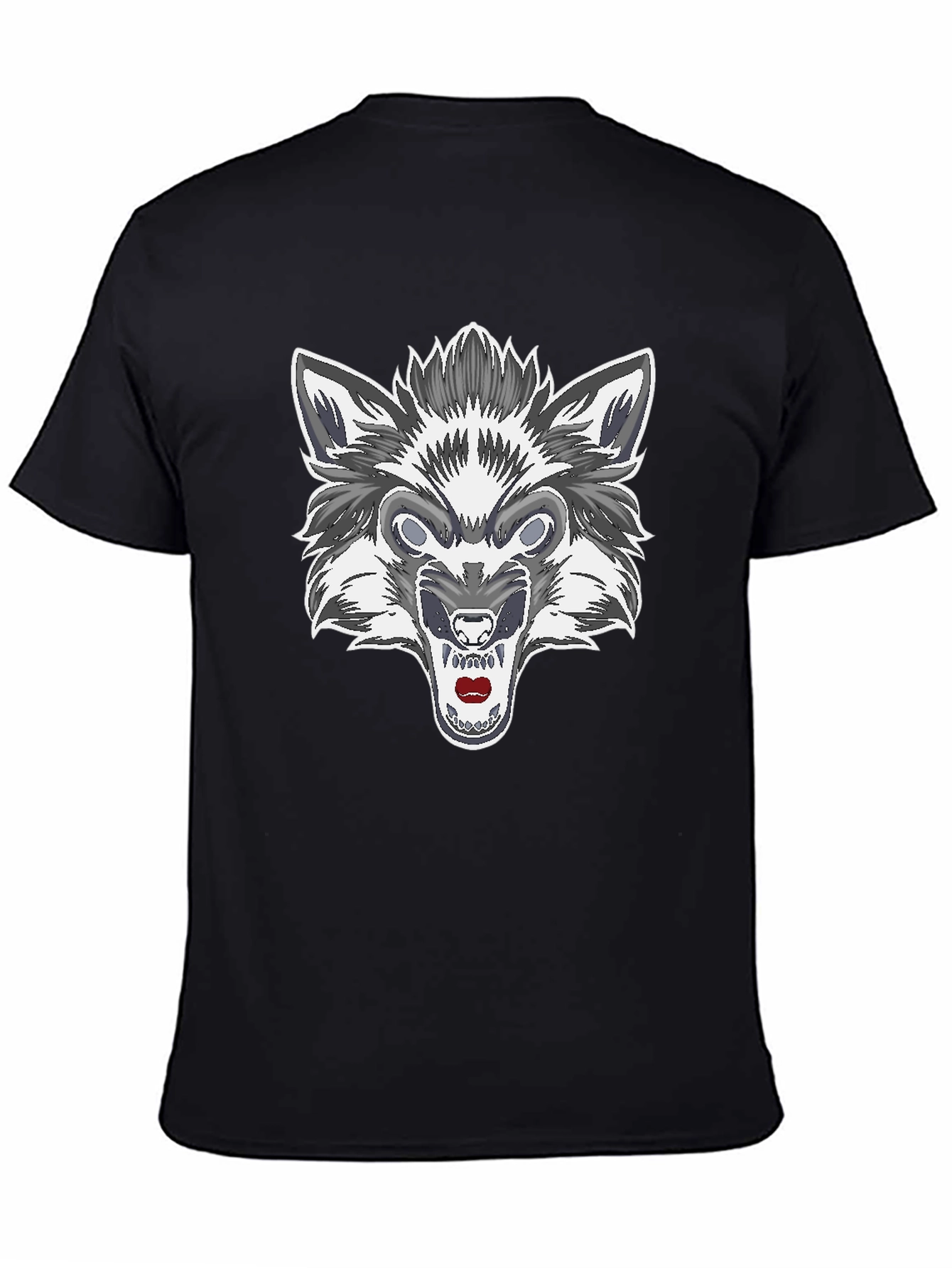 Mens Black Wolf Graphic Tee
