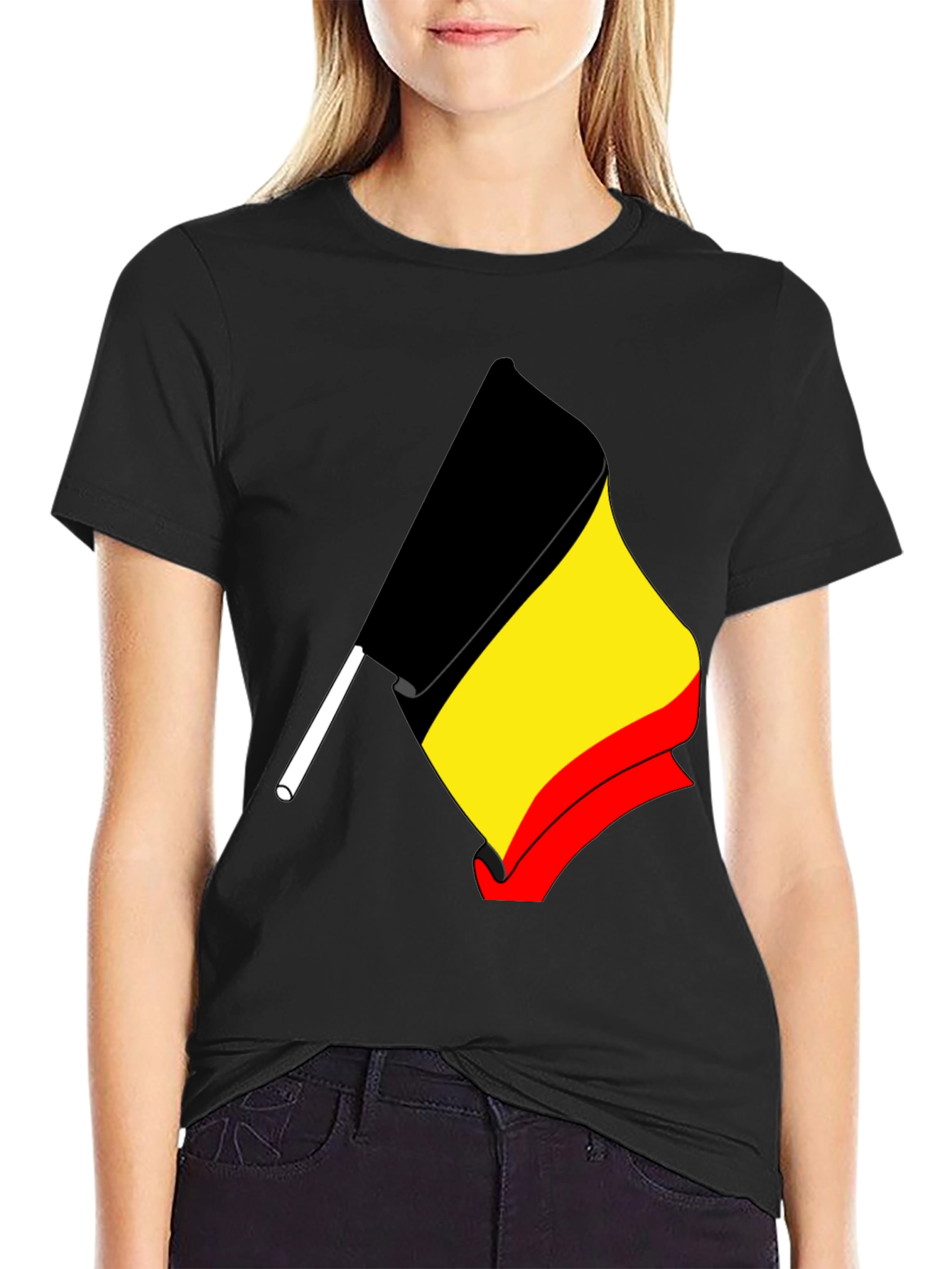 Belgium Flag Graphic Tee - Black Cotton T-Shirt