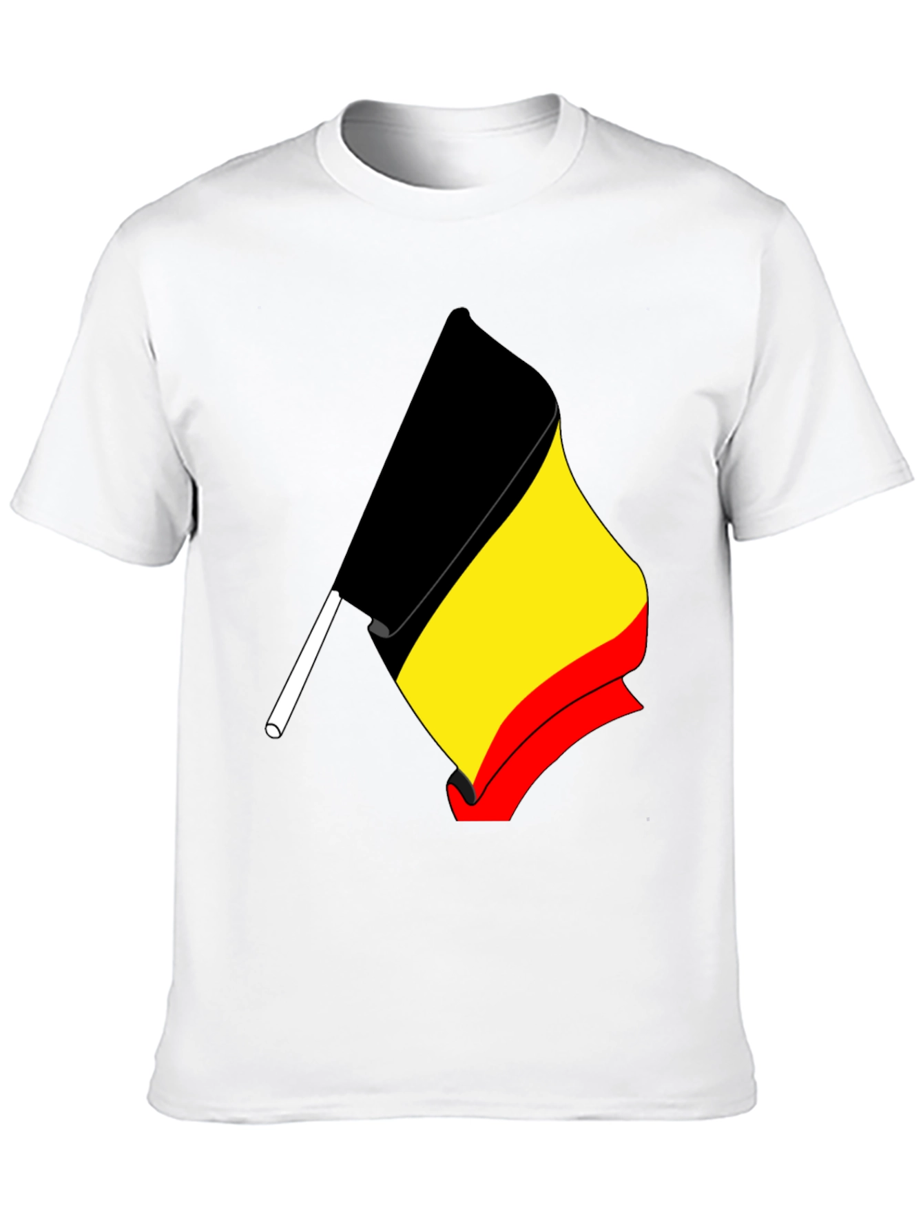 Belgium Flag Graphic Tee - Black Cotton T-Shirt
