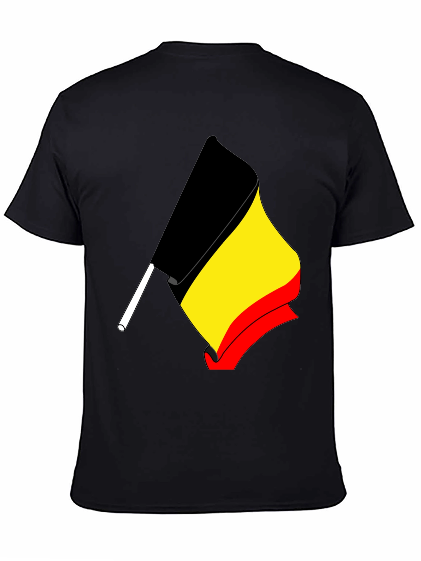 Belgium Flag Graphic Tee - Black Cotton T-Shirt