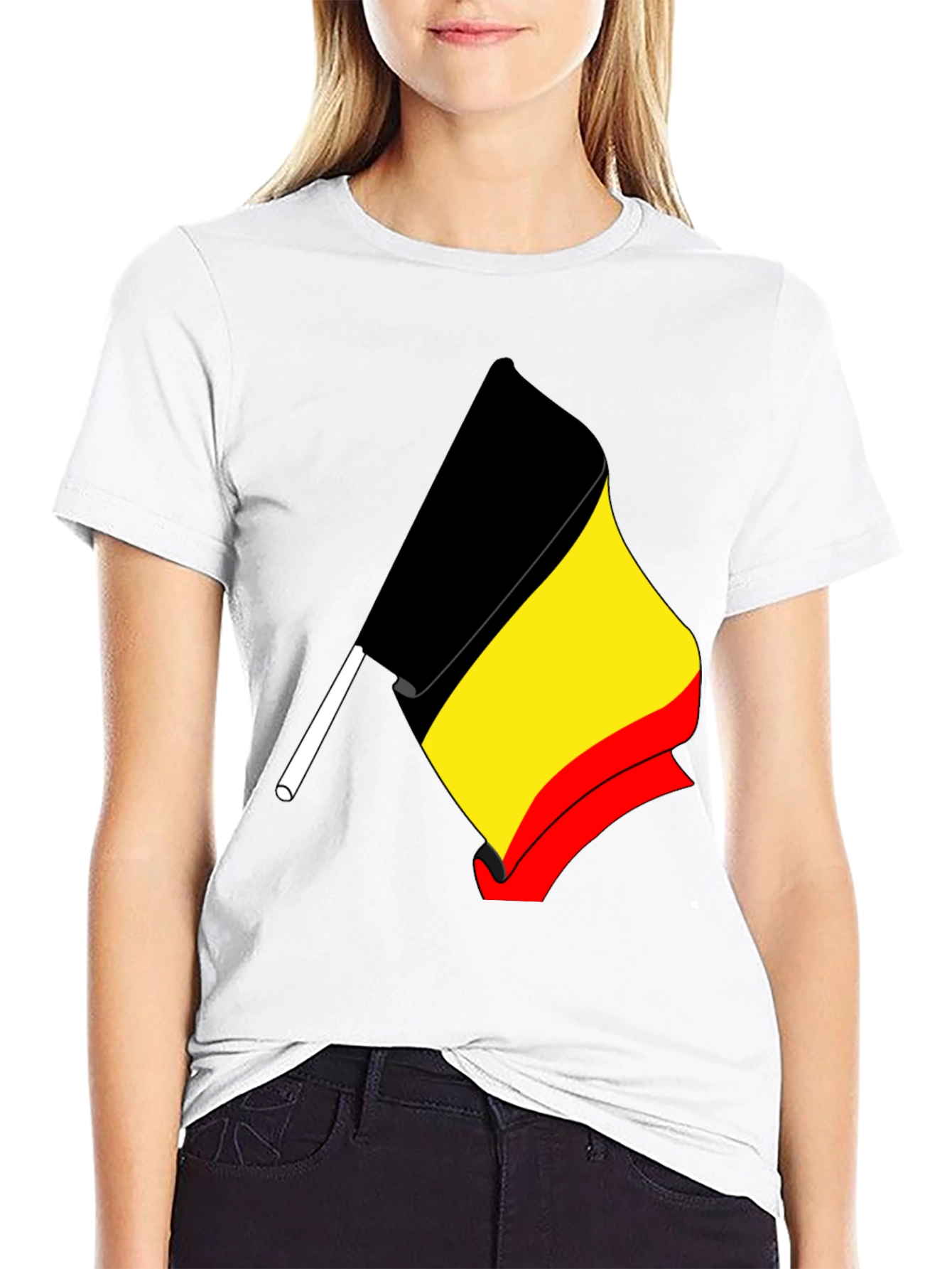Belgium Flag Graphic Tee - Black Cotton T-Shirt