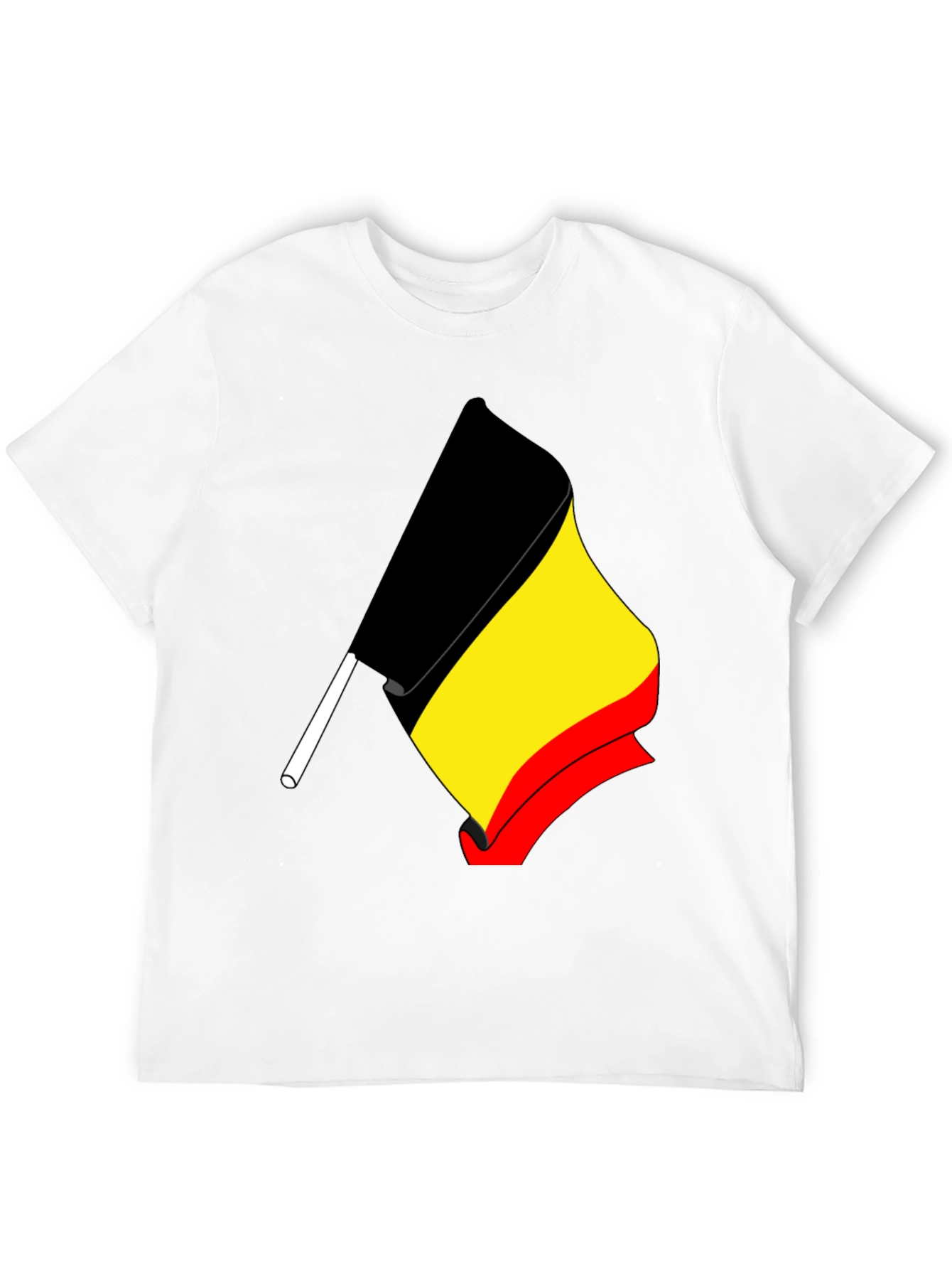 Belgium Flag Graphic Tee - Black Cotton T-Shirt