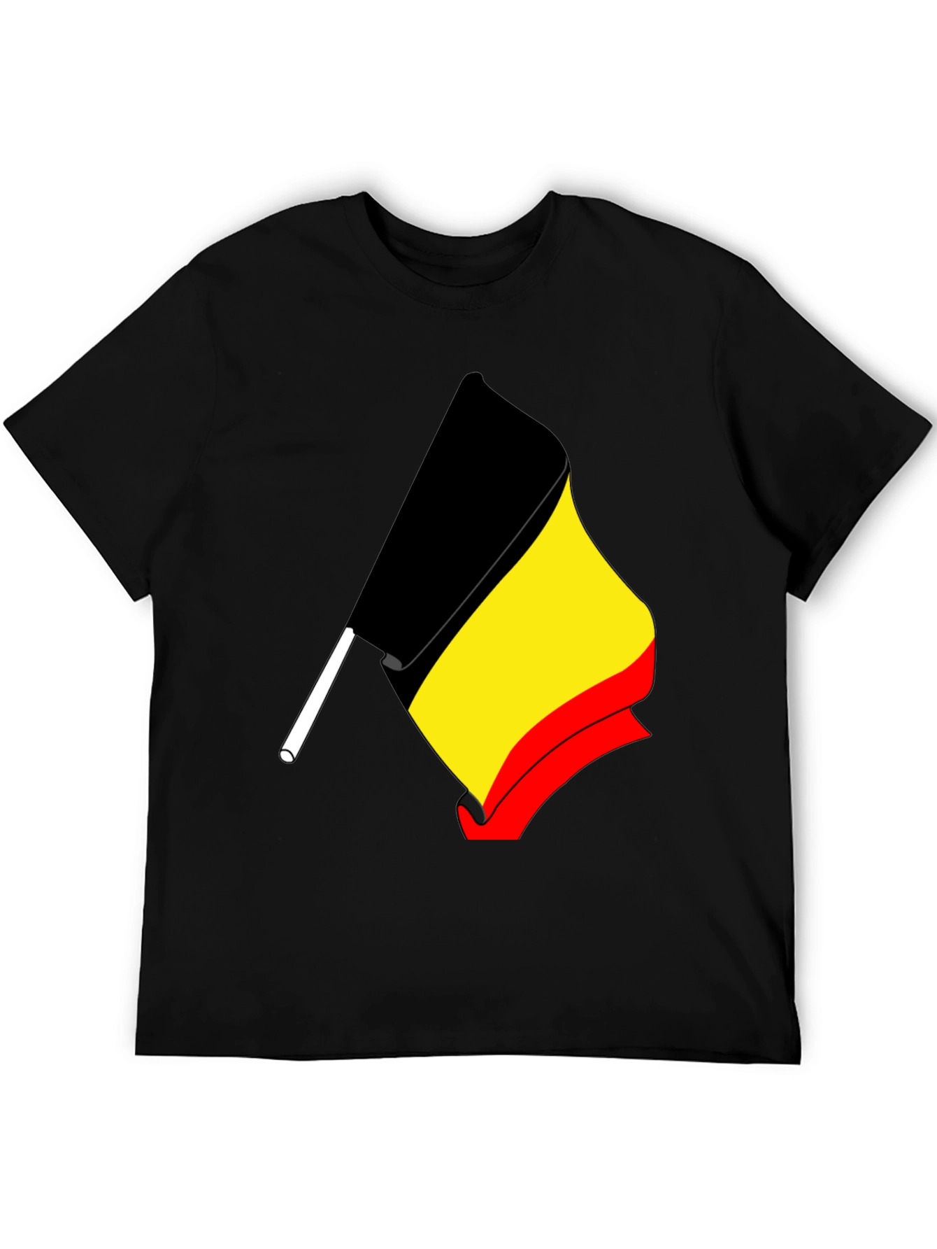Belgium Flag Graphic Tee - Black Cotton T-Shirt