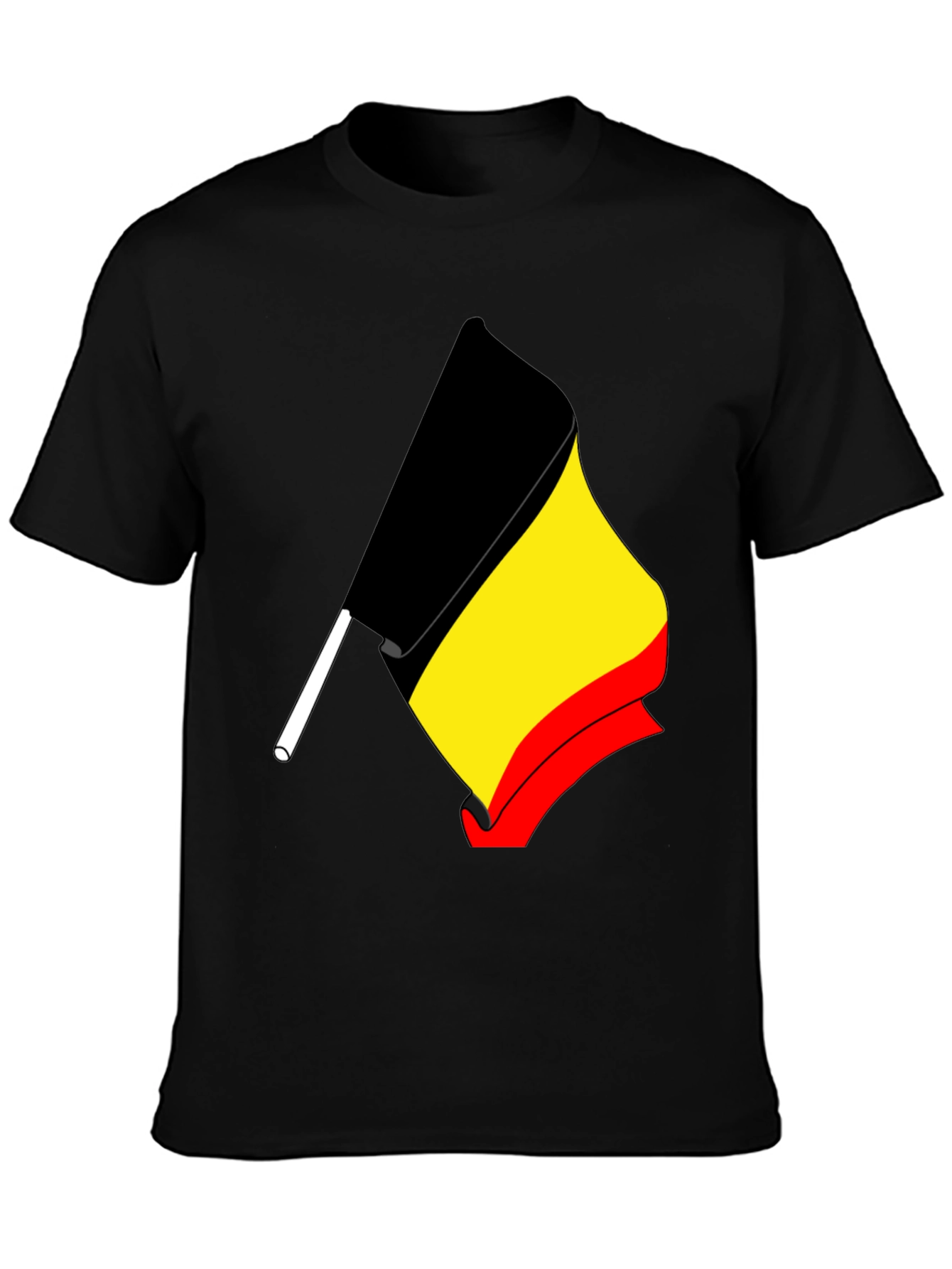 Belgium Flag Graphic Tee - Black Cotton T-Shirt