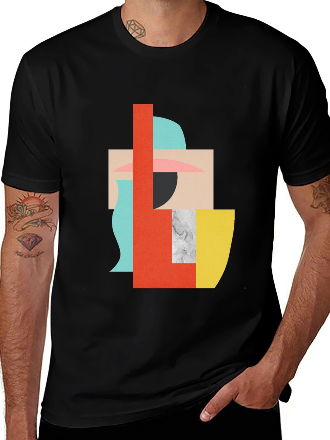 Abstract Geometric Graphic Tee - Modern Art Shirt