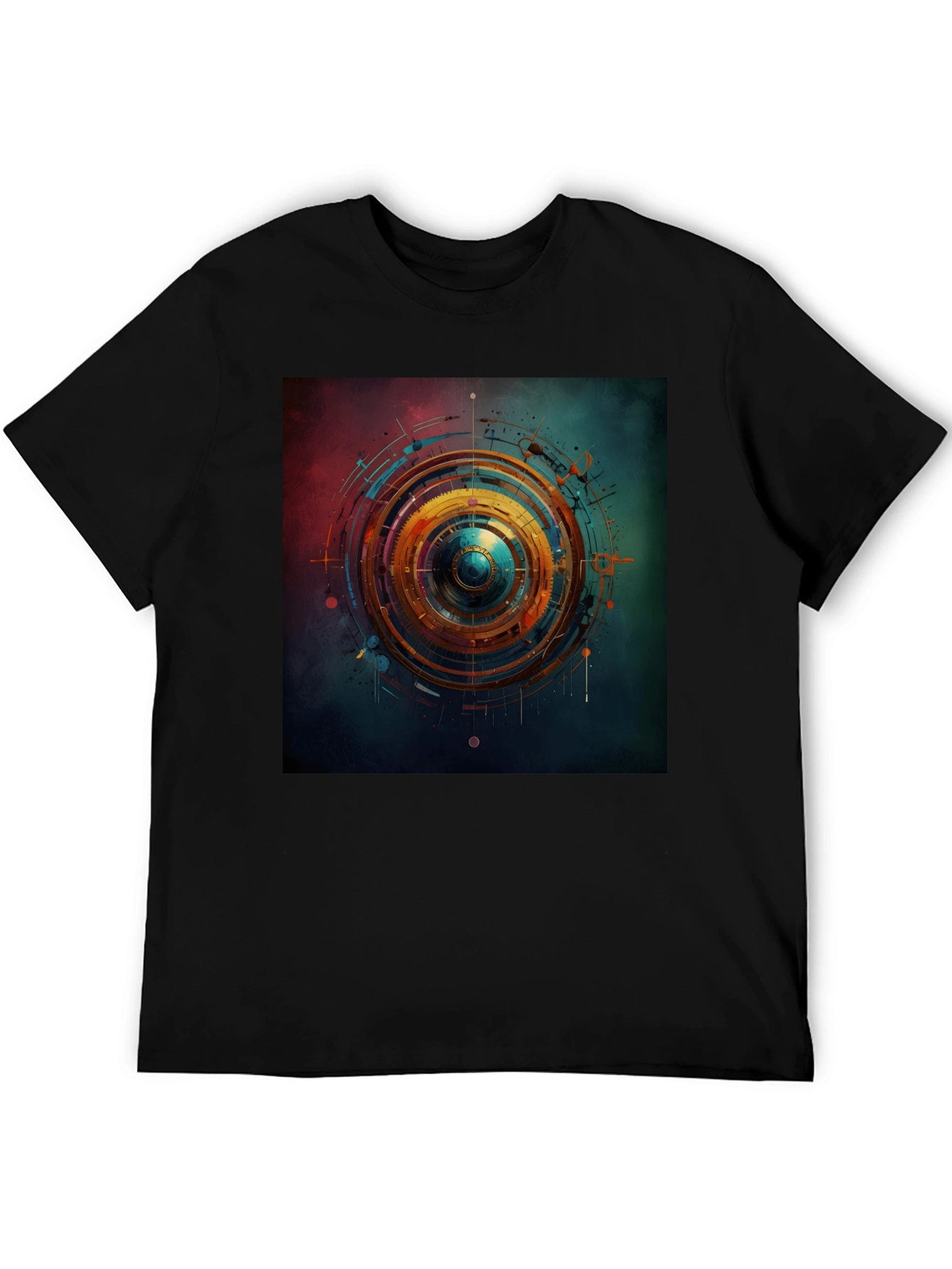 Abstract Geometric Print Black T-Shirt