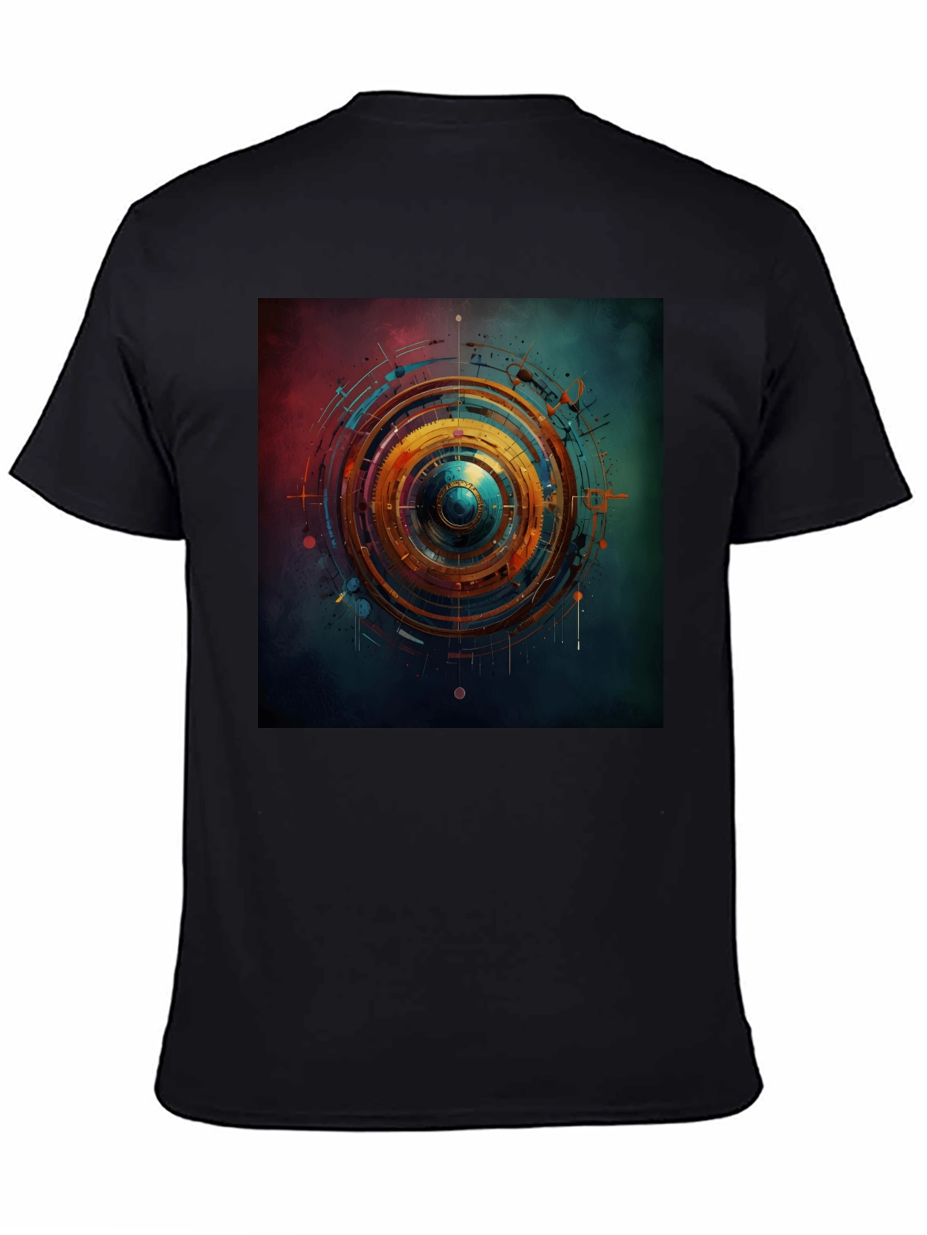 Abstract Geometric Print Black T-Shirt