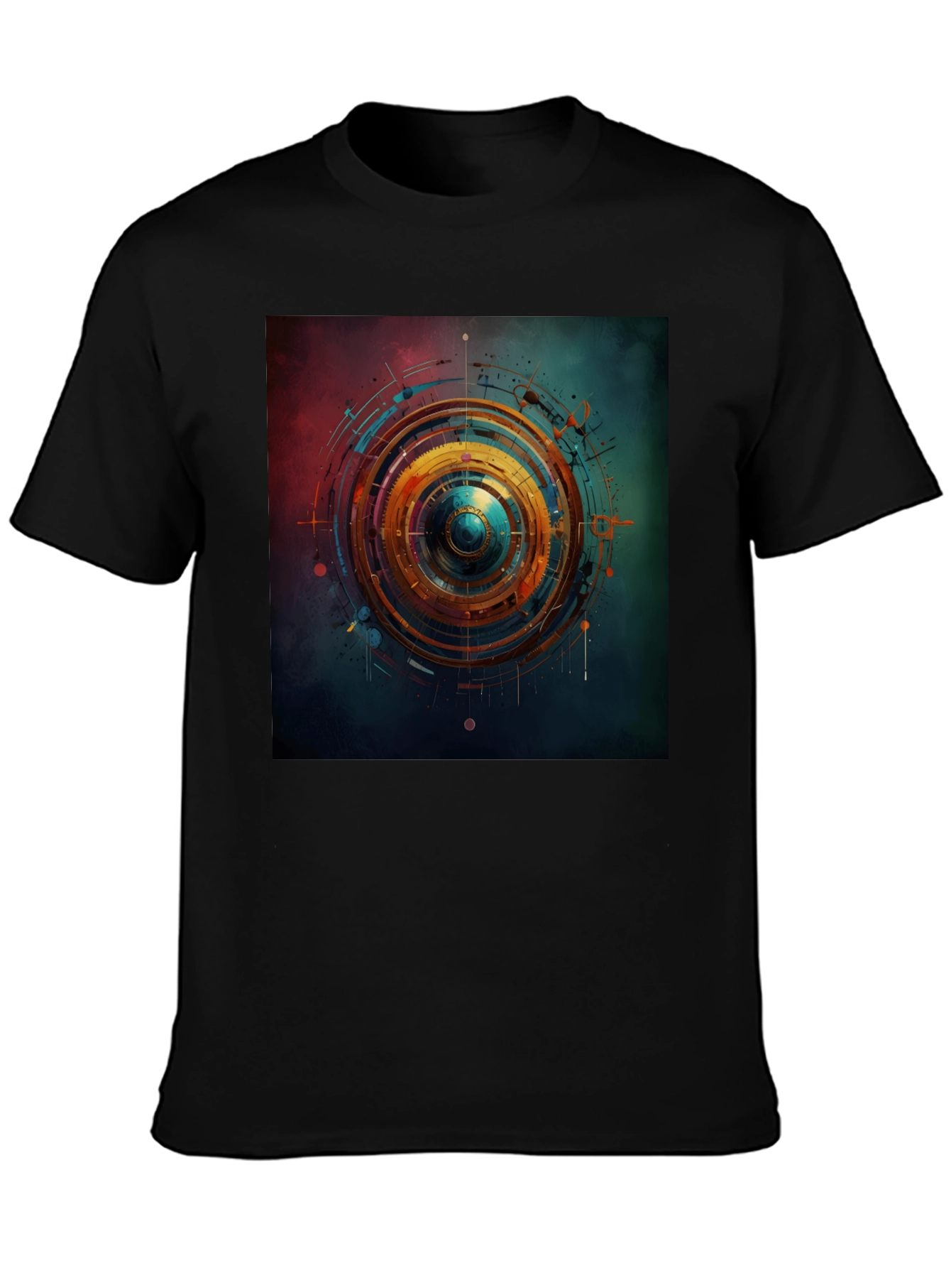 Abstract Geometric Print Black T-Shirt