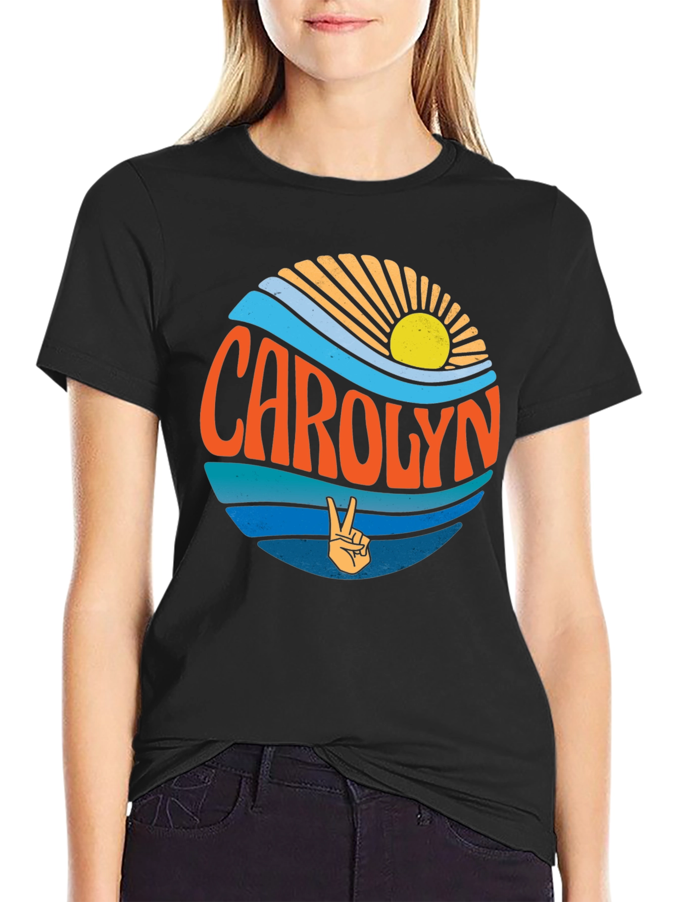 Carolyn Peace Sign Graphic Tee - Retro Style T-Shirt