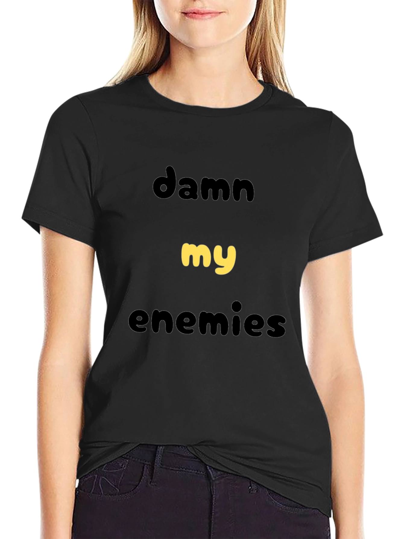 Damn My Enemies Graphic Tee - Black