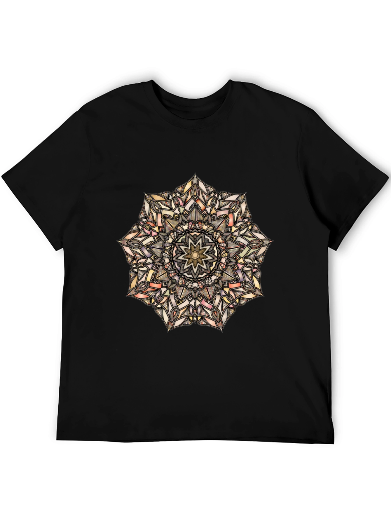 Mandala Print Black T-Shirt