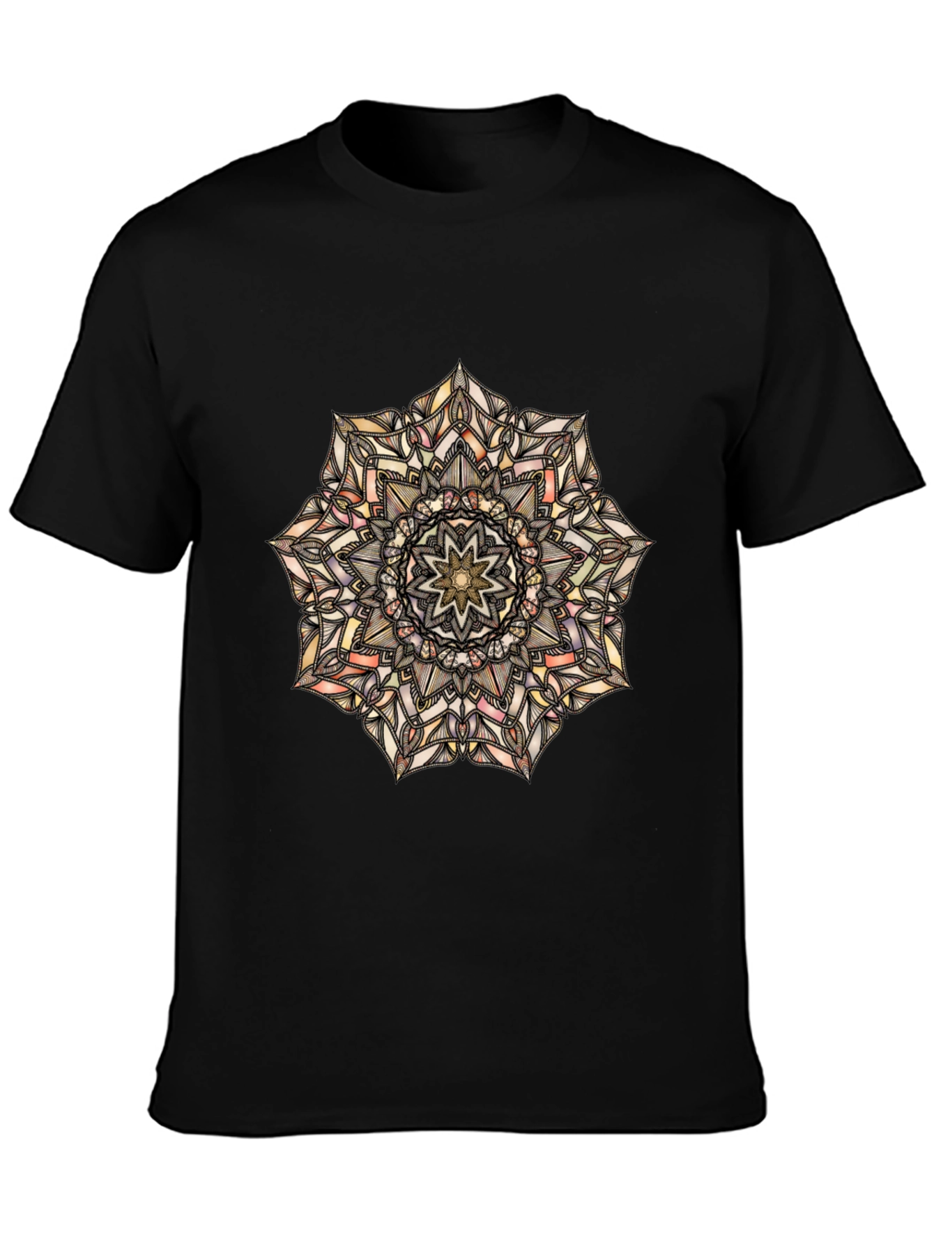 Mandala Print Black T-Shirt