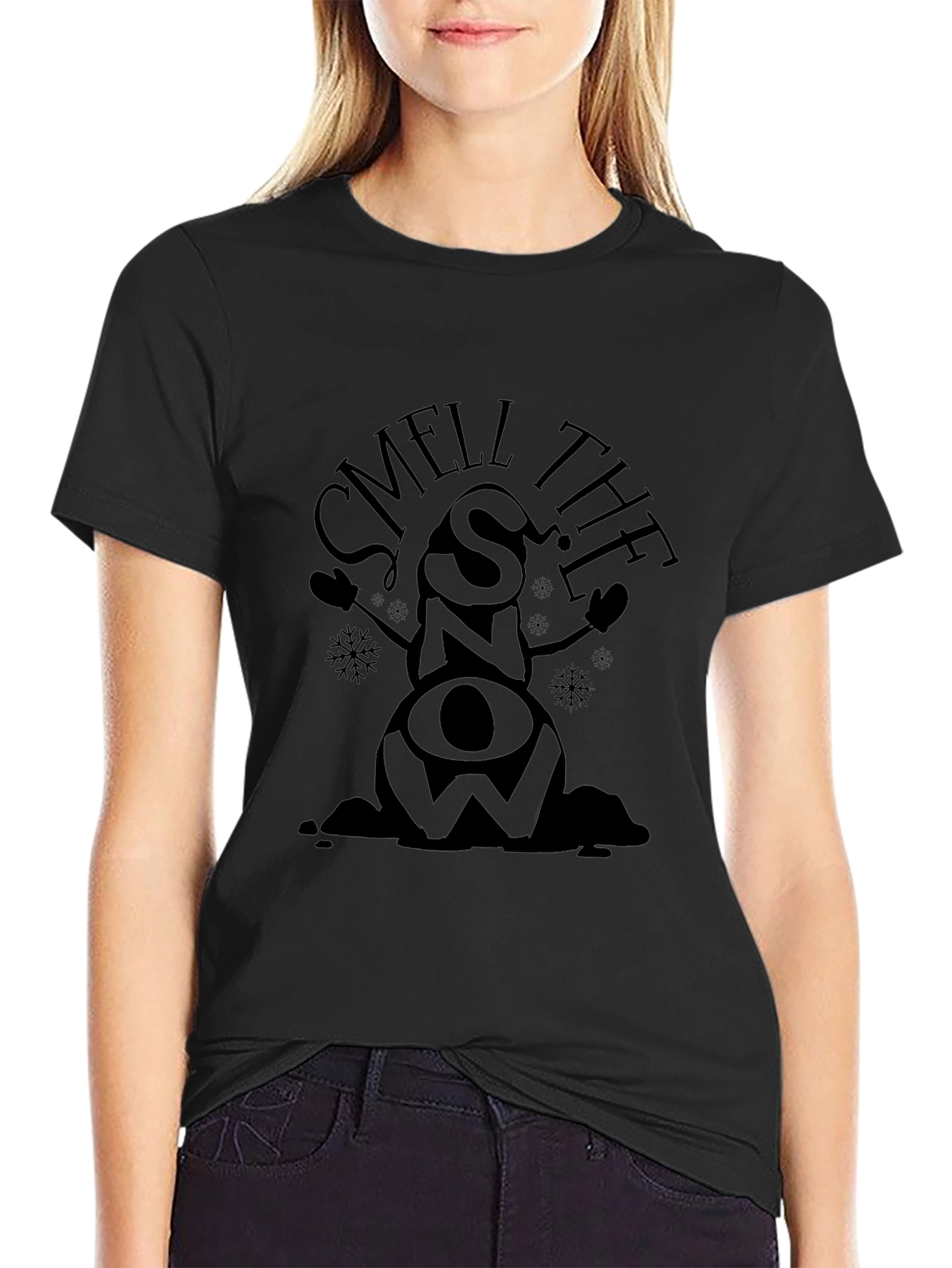 Smell the Snow Black Graphic T-Shirt