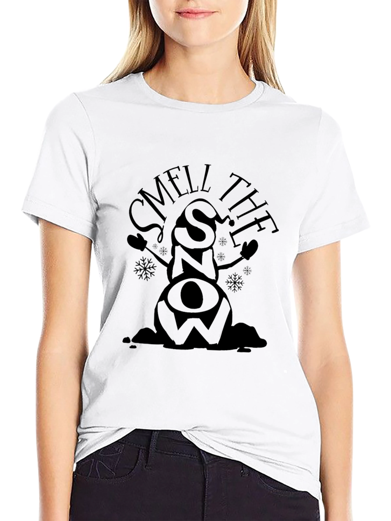 Smell the Snow Black Graphic T-Shirt