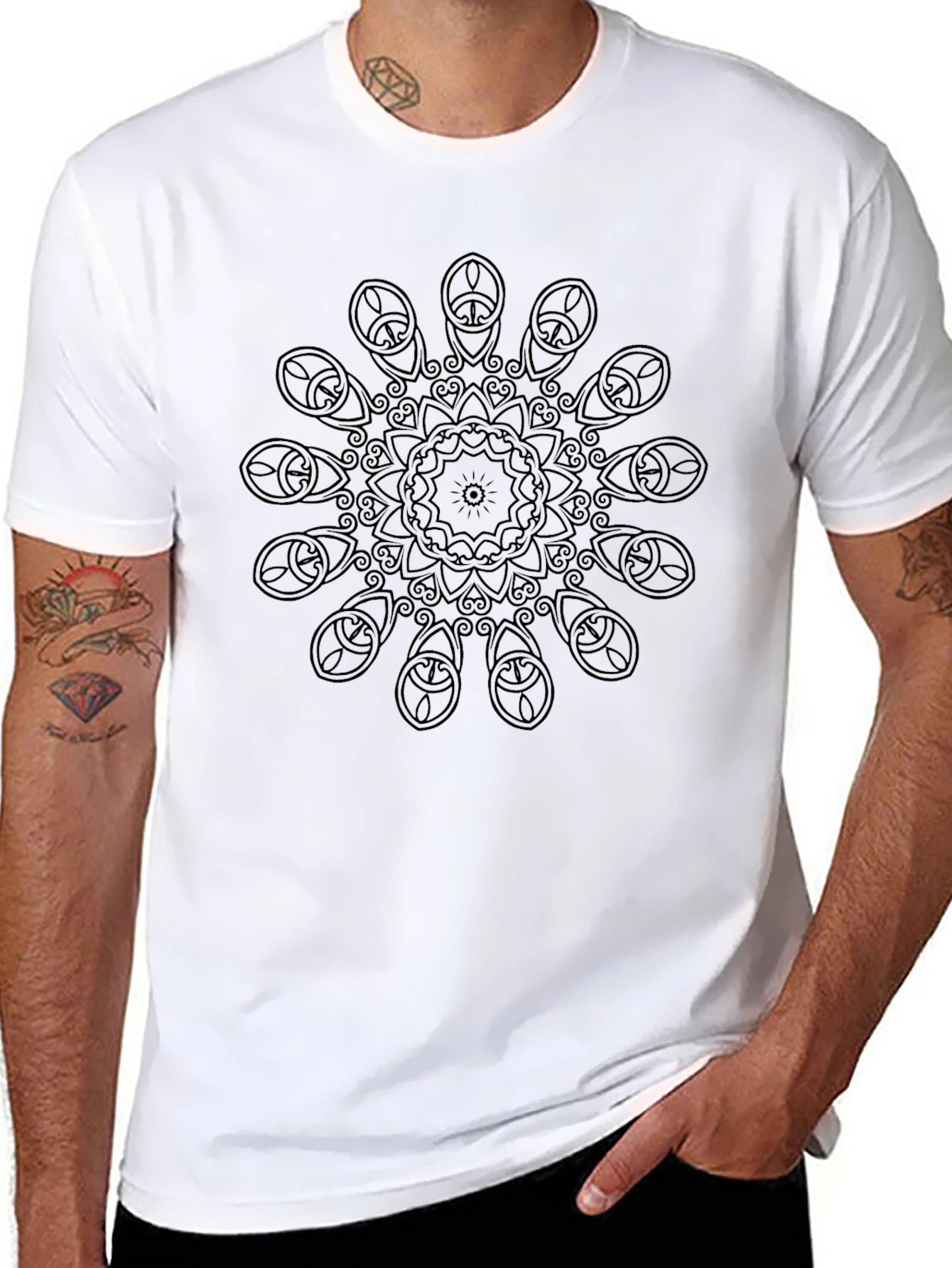 Black Mandala Graphic Tee - Stylish Casual Wear