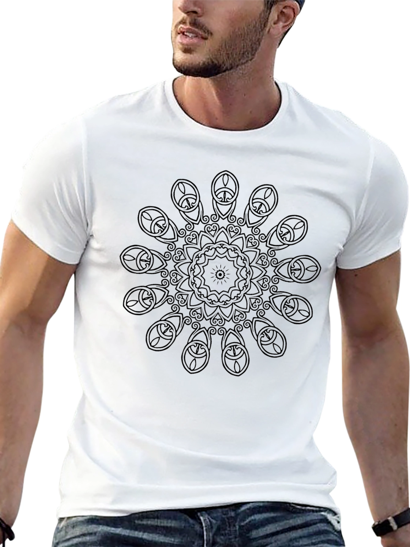Black Mandala Graphic Tee - Stylish Casual Wear