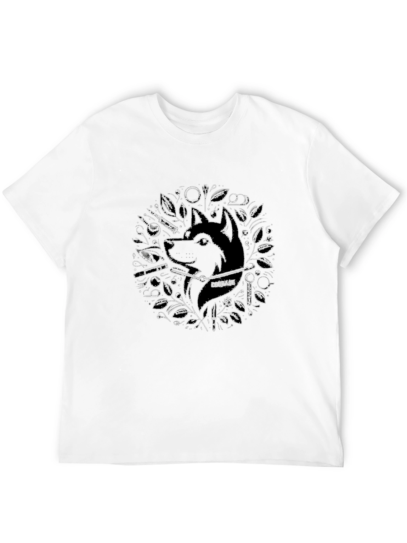 Courage Wolf Graphic Tee - Black Cotton Blend