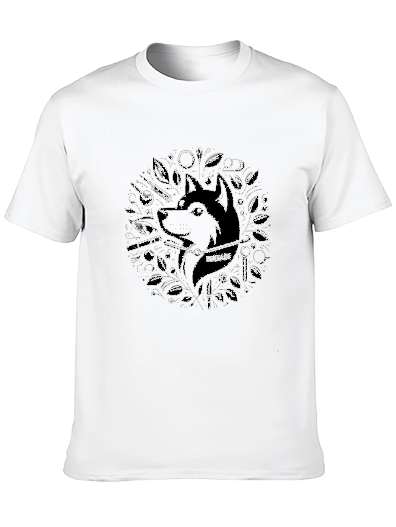 Courage Wolf Graphic Tee - Black Cotton Blend