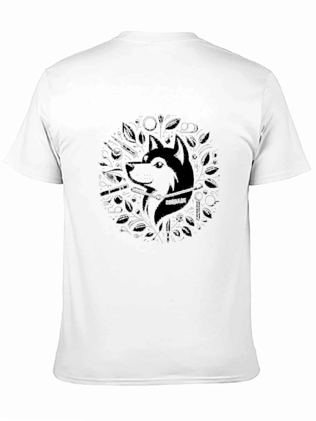 Courage Wolf Graphic Tee - Black Cotton Blend