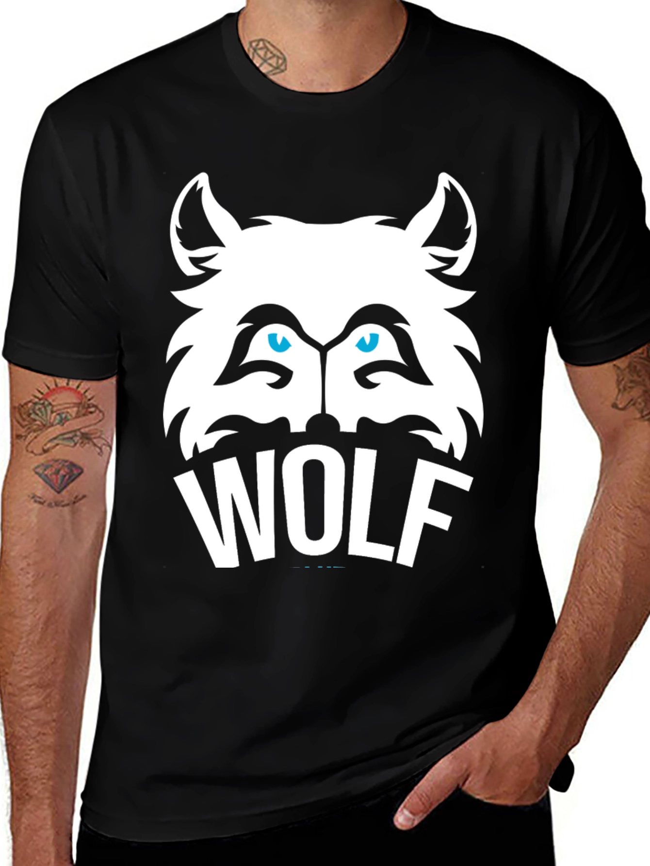 Cool Wolf Graphic Tee - Mens Black T-Shirt
