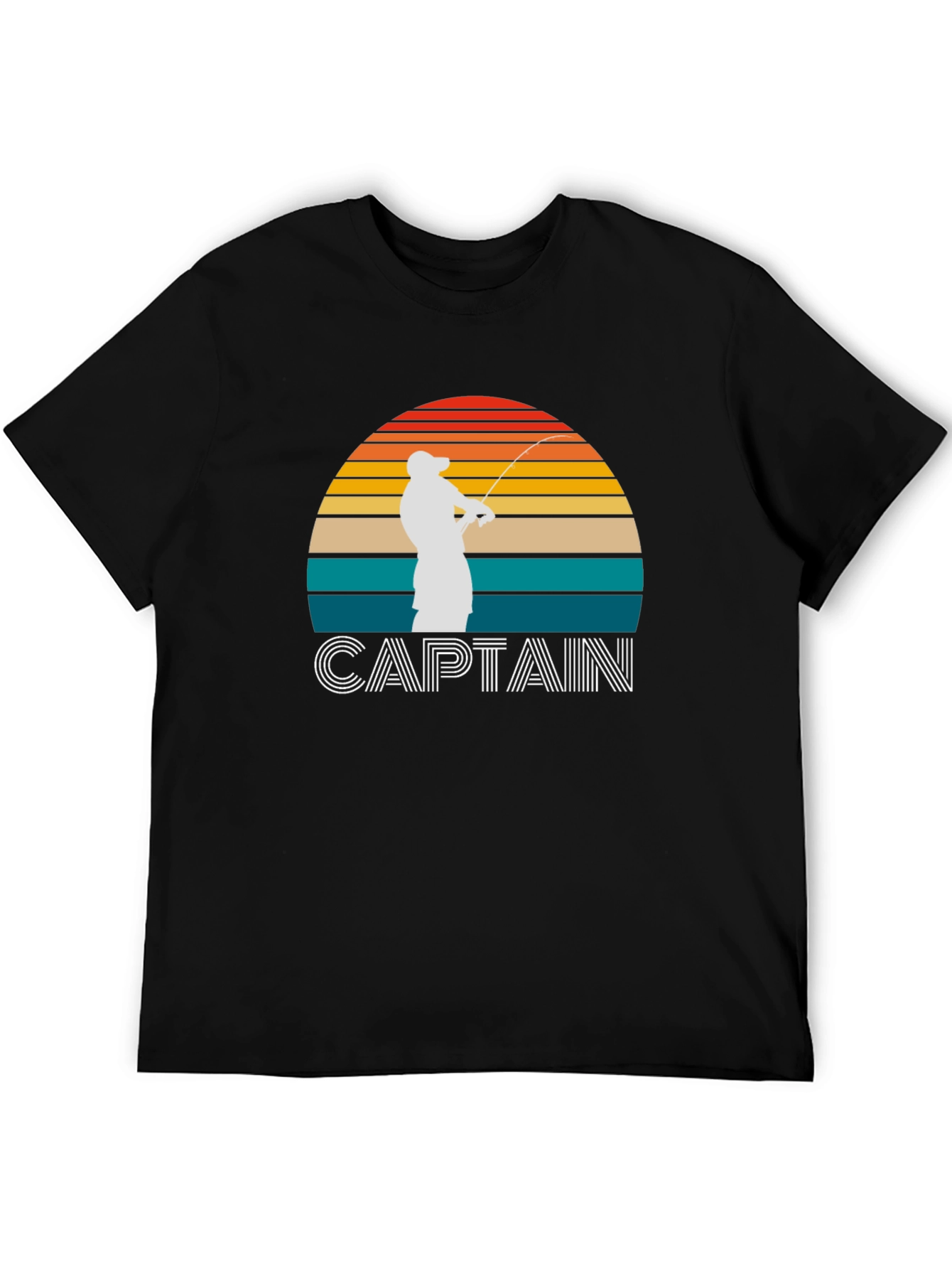 Captain Fishing Sunset Graphic Tee - Mens Black T-Shirt