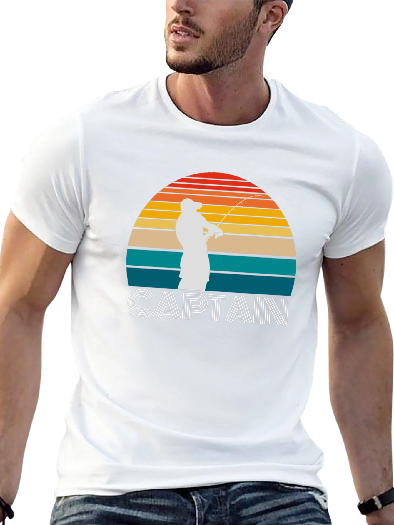 Captain Fishing Sunset Graphic Tee - Mens Black T-Shirt