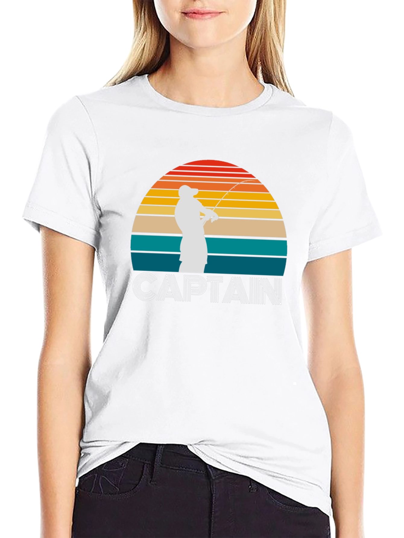 Captain Fishing Sunset Graphic Tee - Mens Black T-Shirt