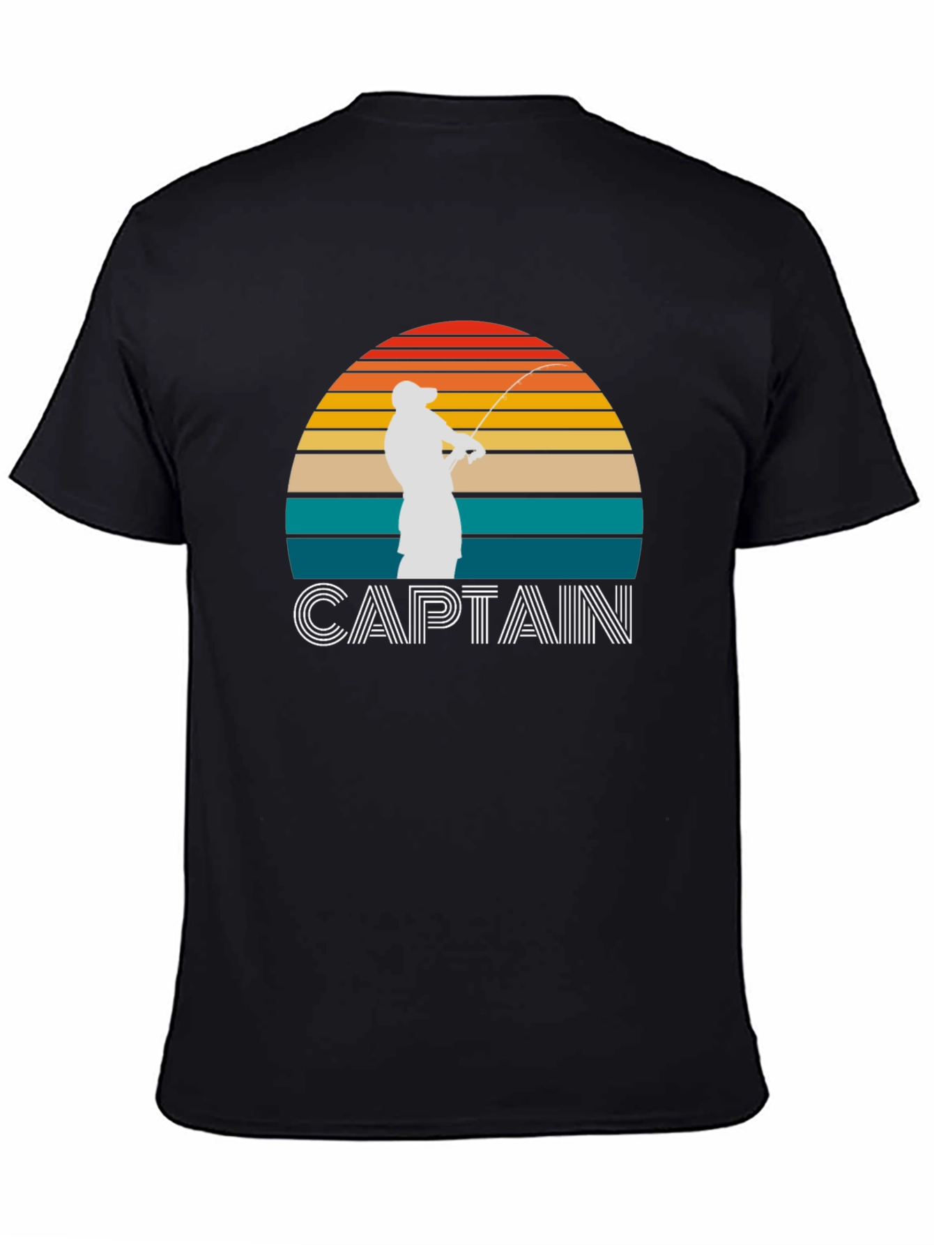 Captain Fishing Sunset Graphic Tee - Mens Black T-Shirt