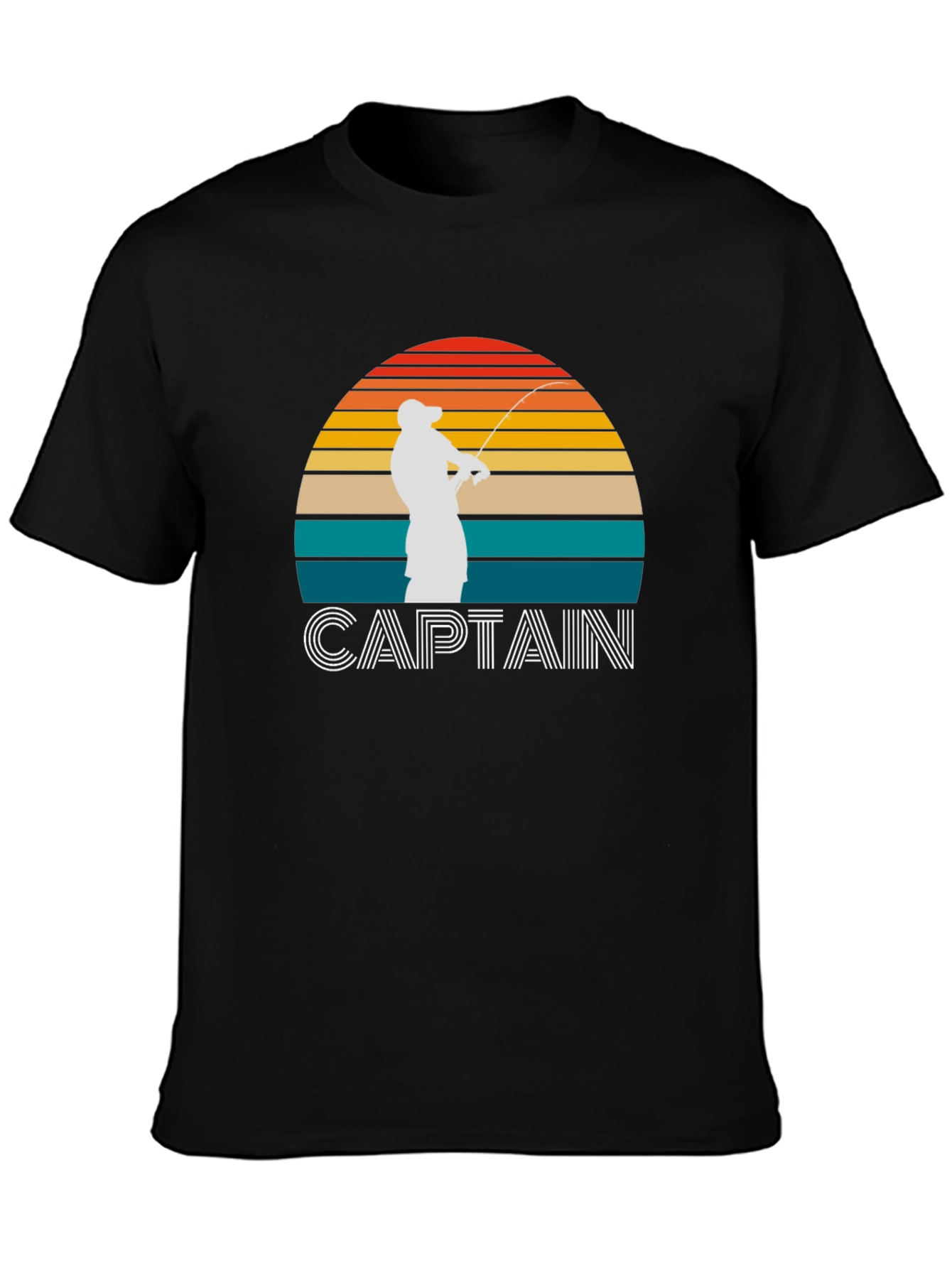 Captain Fishing Sunset Graphic Tee - Mens Black T-Shirt
