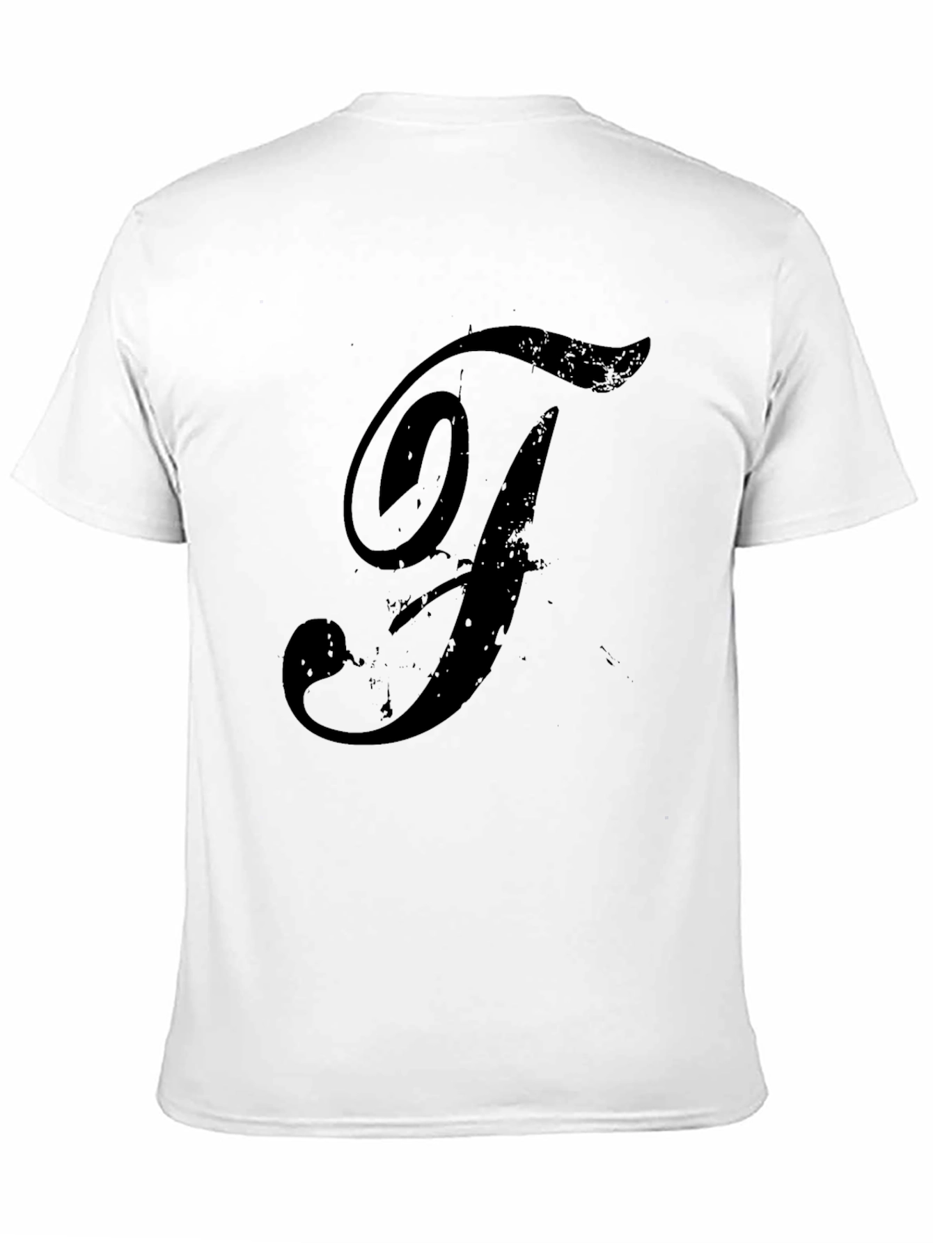 Mens Black T-Shirt with Distressed F Design