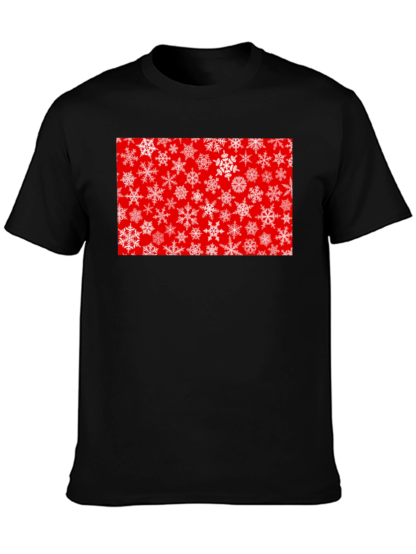 Festive Snowflake Graphic Tee - Red Holiday Shirt
