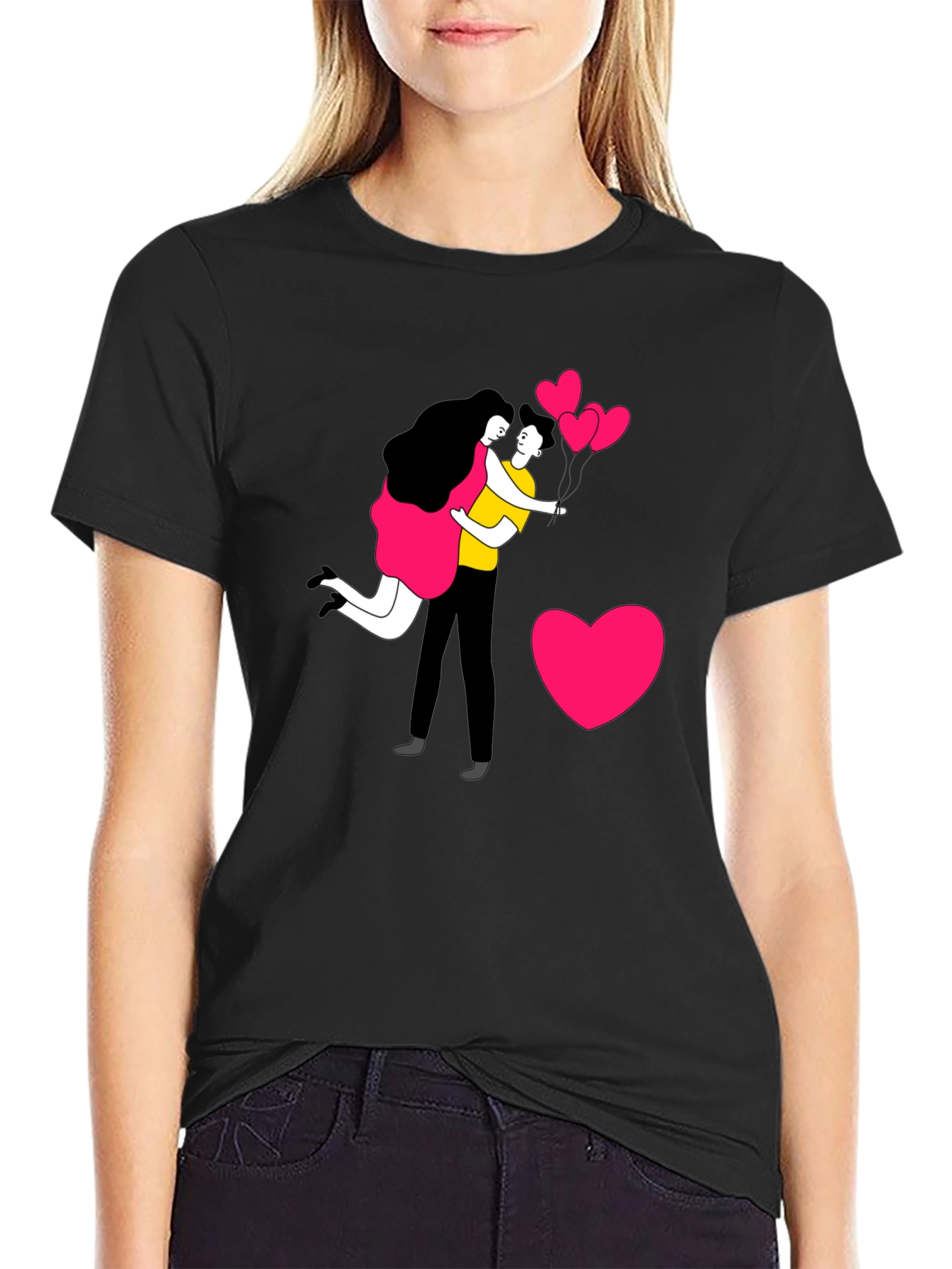 Romantic Couple Graphic Print T-Shirt