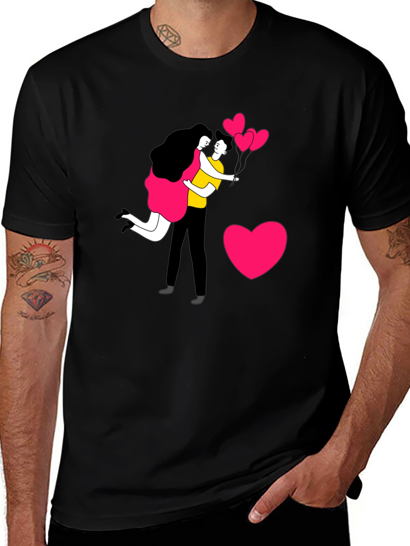 Romantic Couple Graphic Print T-Shirt