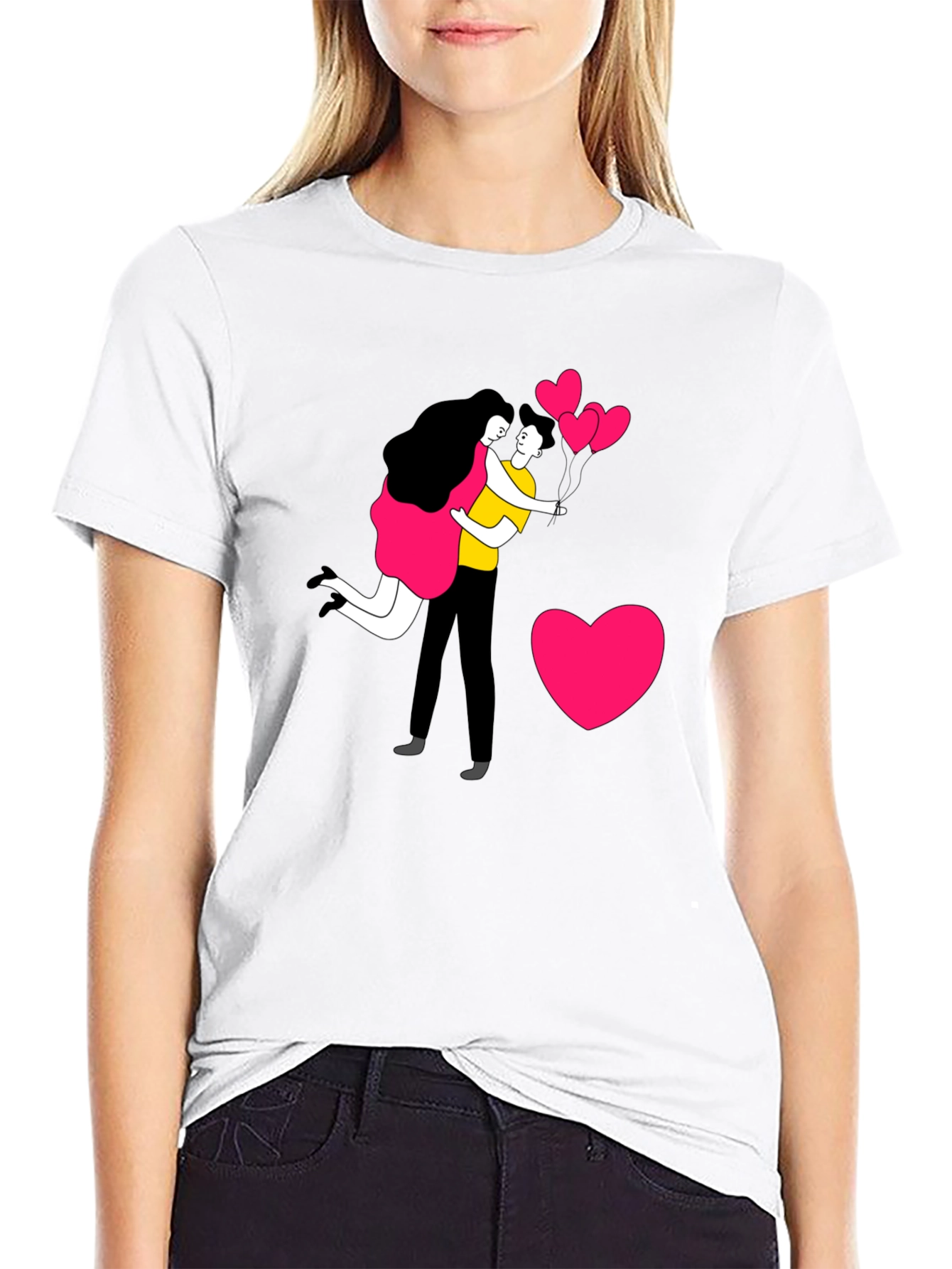 Romantic Couple Graphic Print T-Shirt