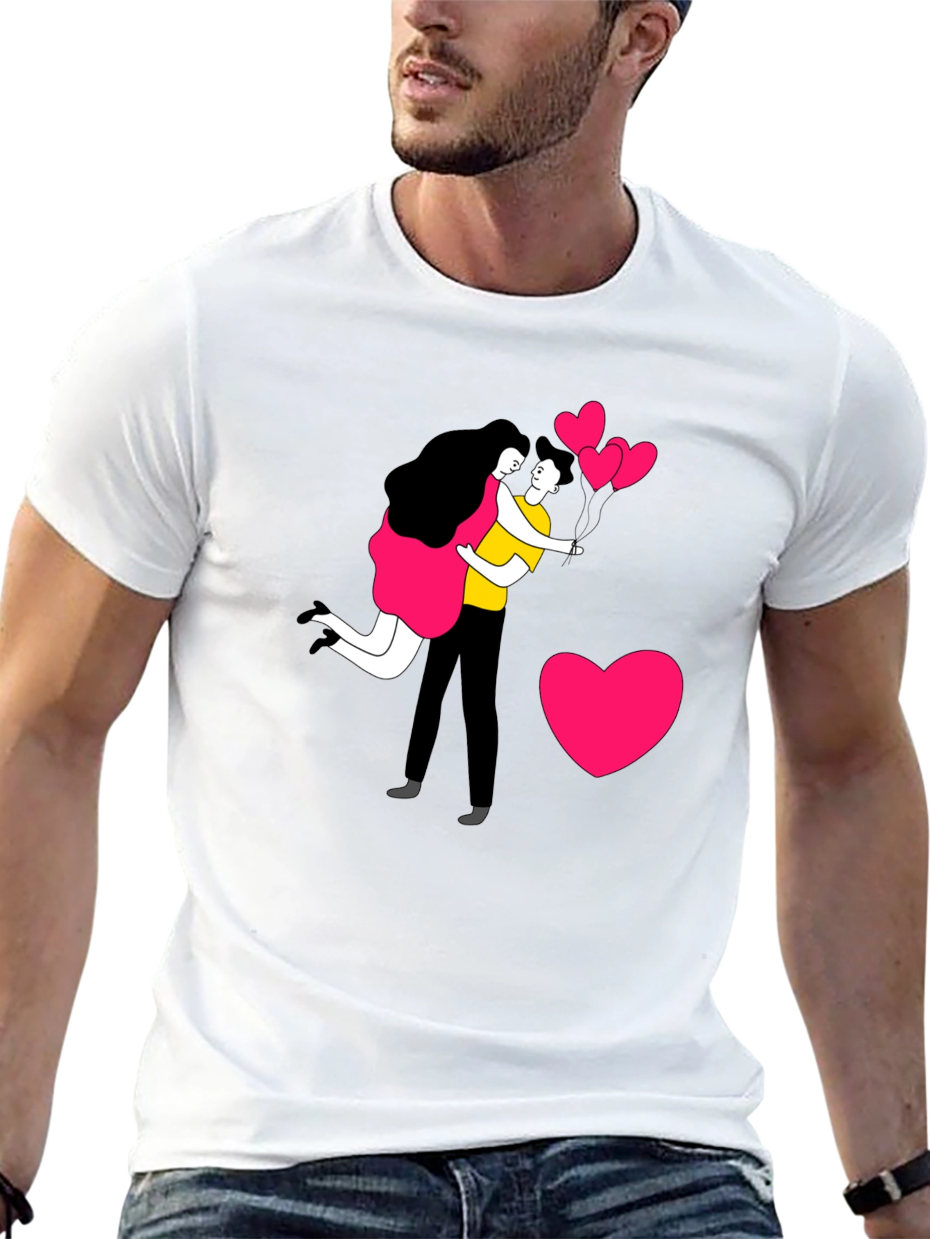 Romantic Couple Graphic Print T-Shirt