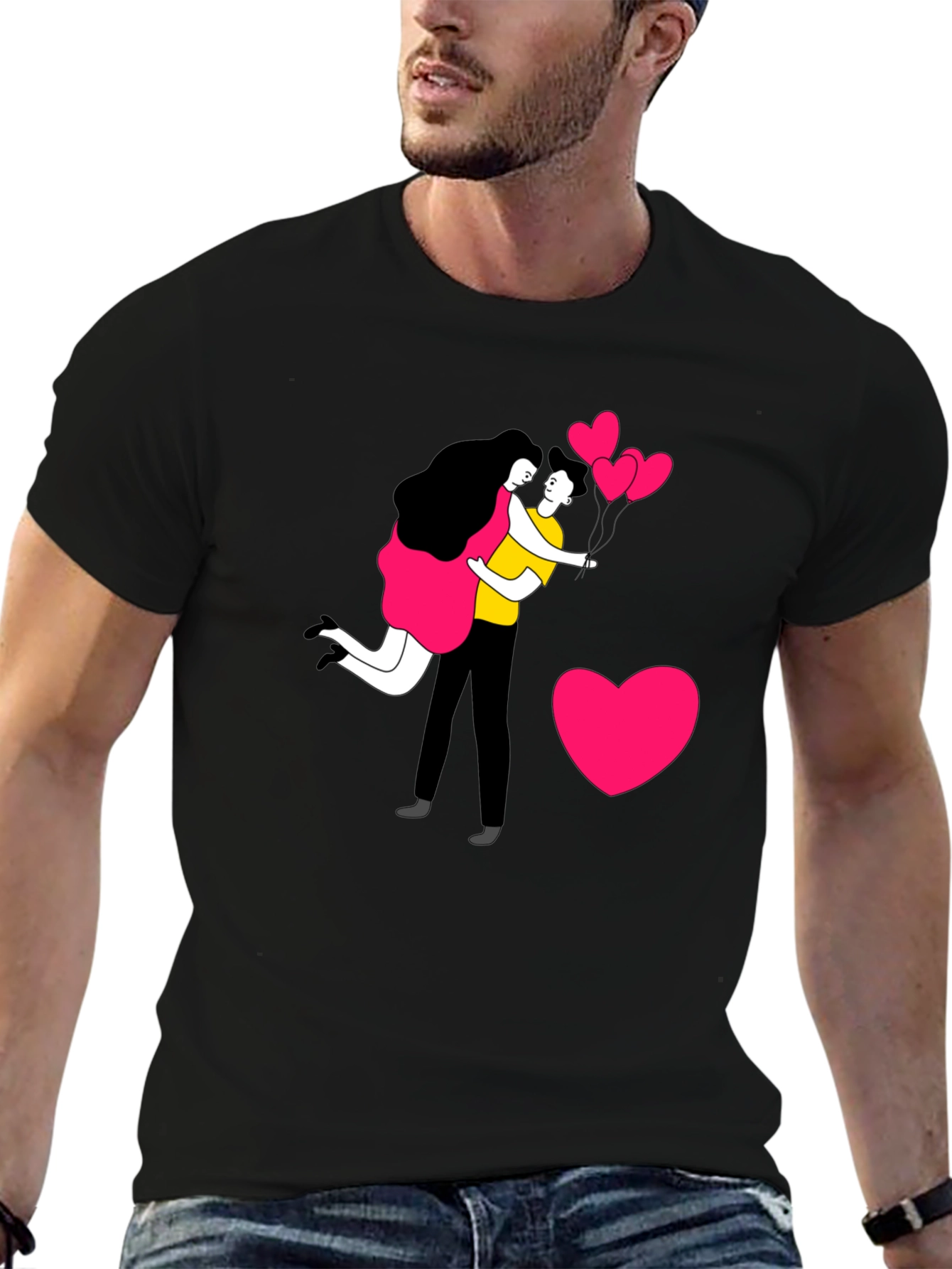 Romantic Couple Graphic Print T-Shirt